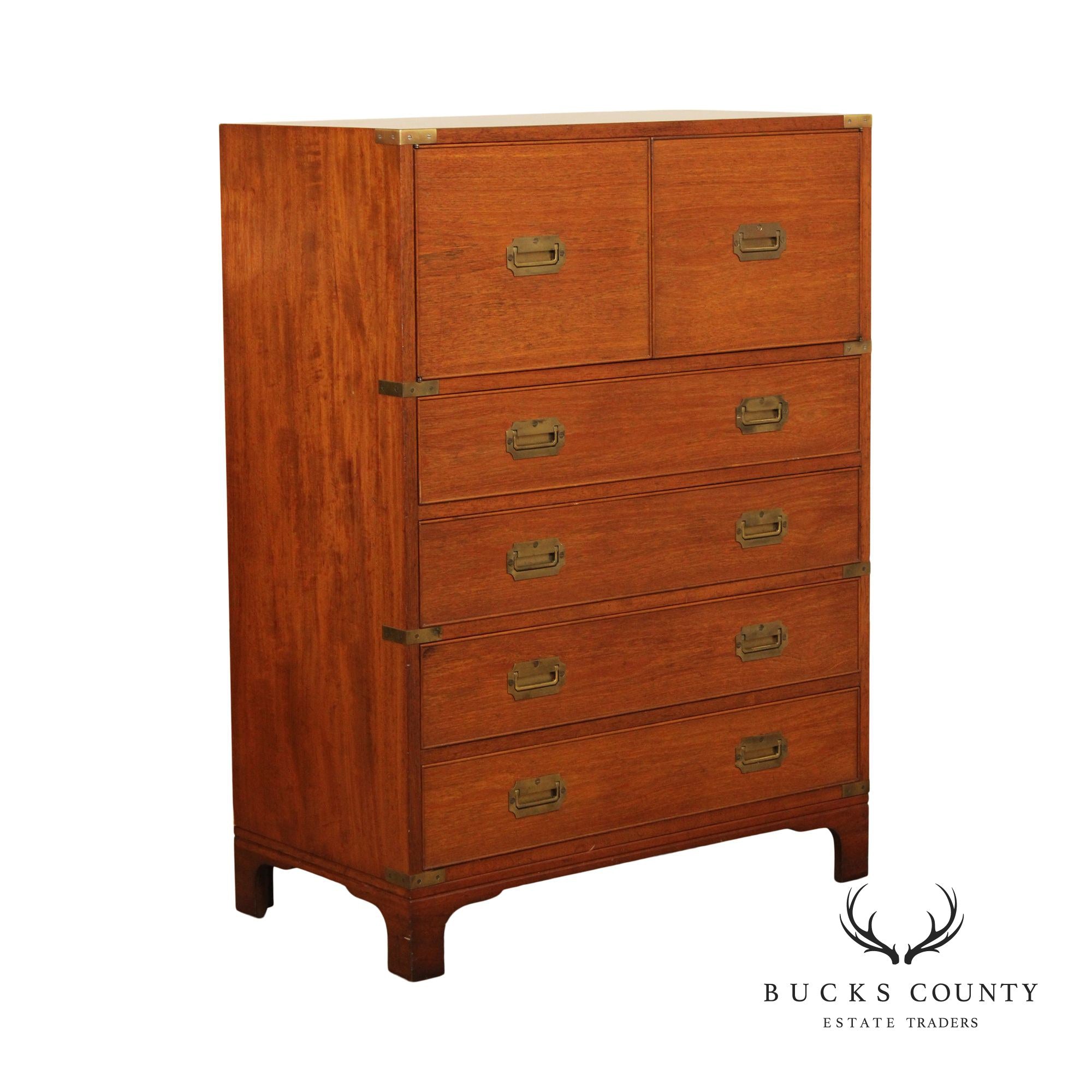 Beacon Hill Vintage Campaign Style Mahogany Tall Chest