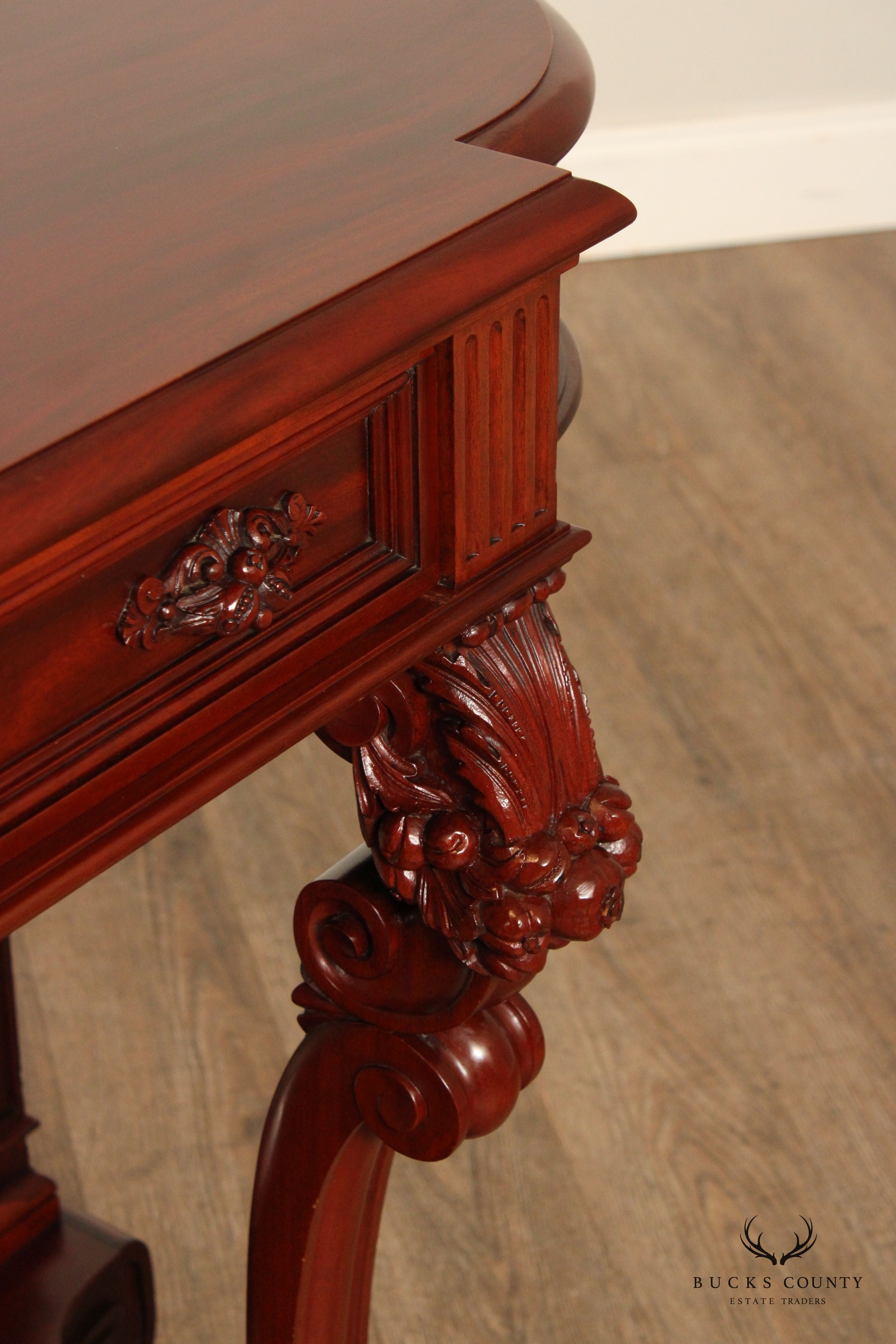 Antique Victorian Renaissance Revival Carved Mahogany Console Table