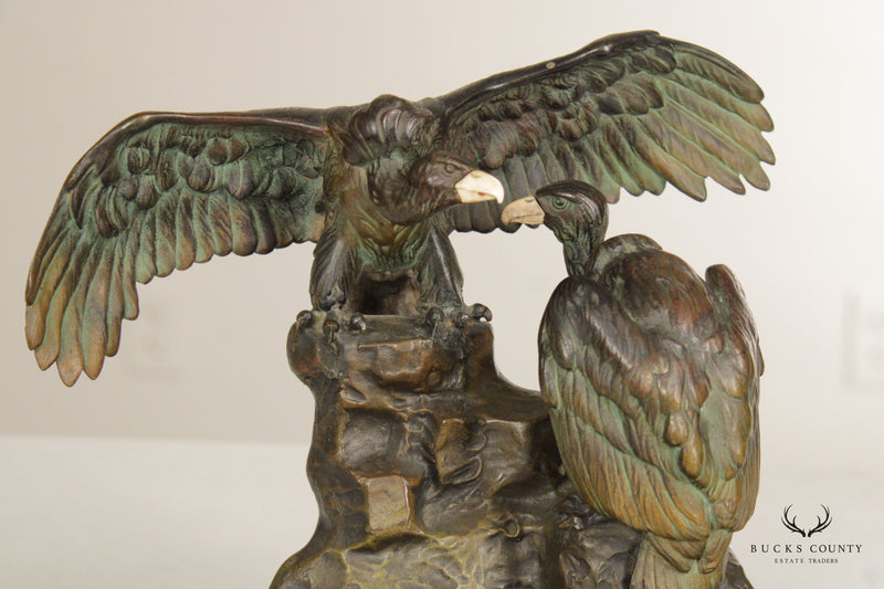 Antique Austrian Sculptural Condor Bronze Inkwell