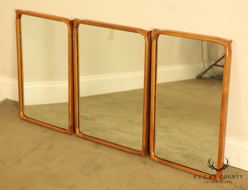 Set of Three Mid Century Modern Walnut Mirrors
