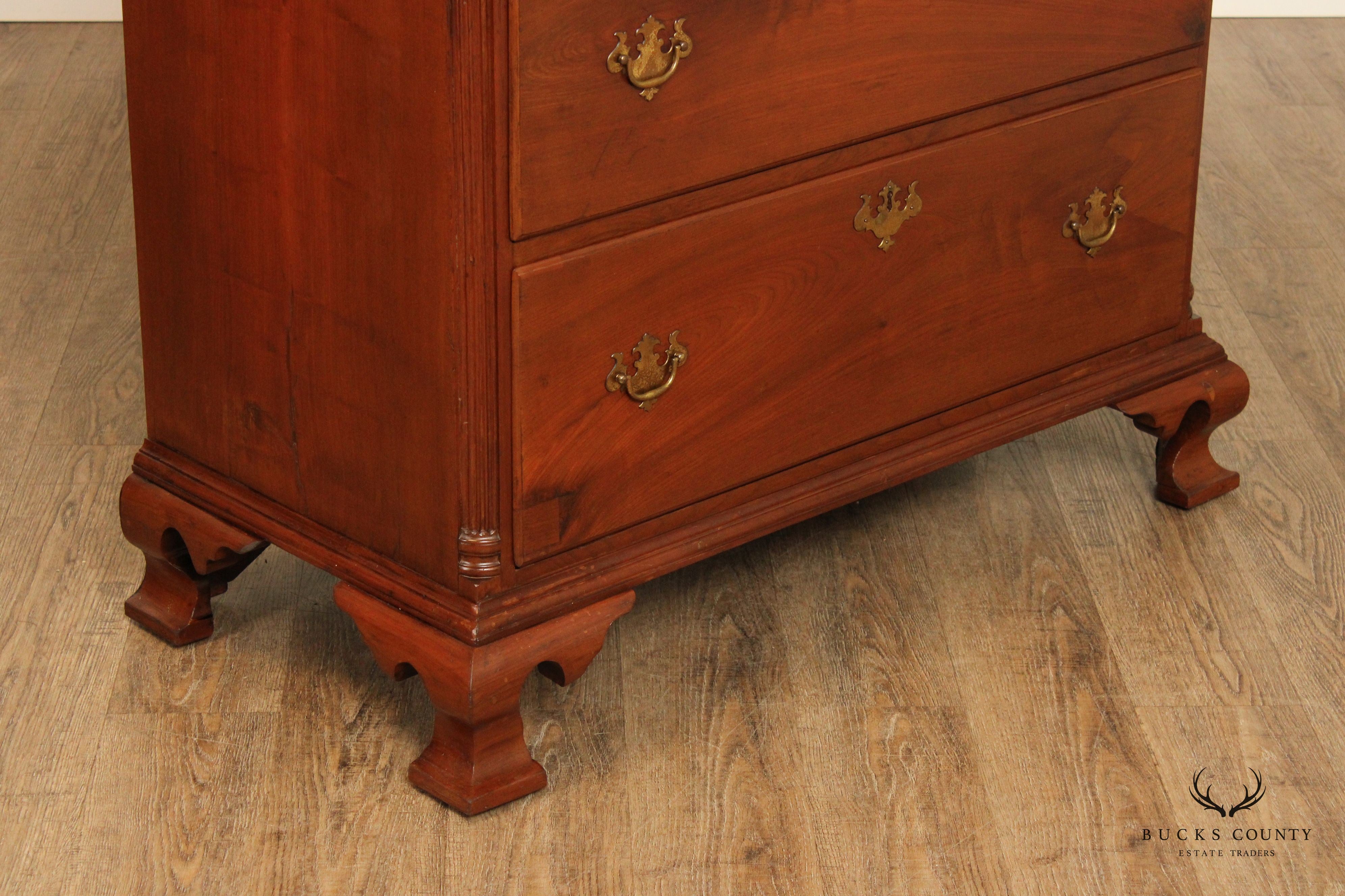 Antique American Chippendale Period Walnut Tall Chest of Drawers