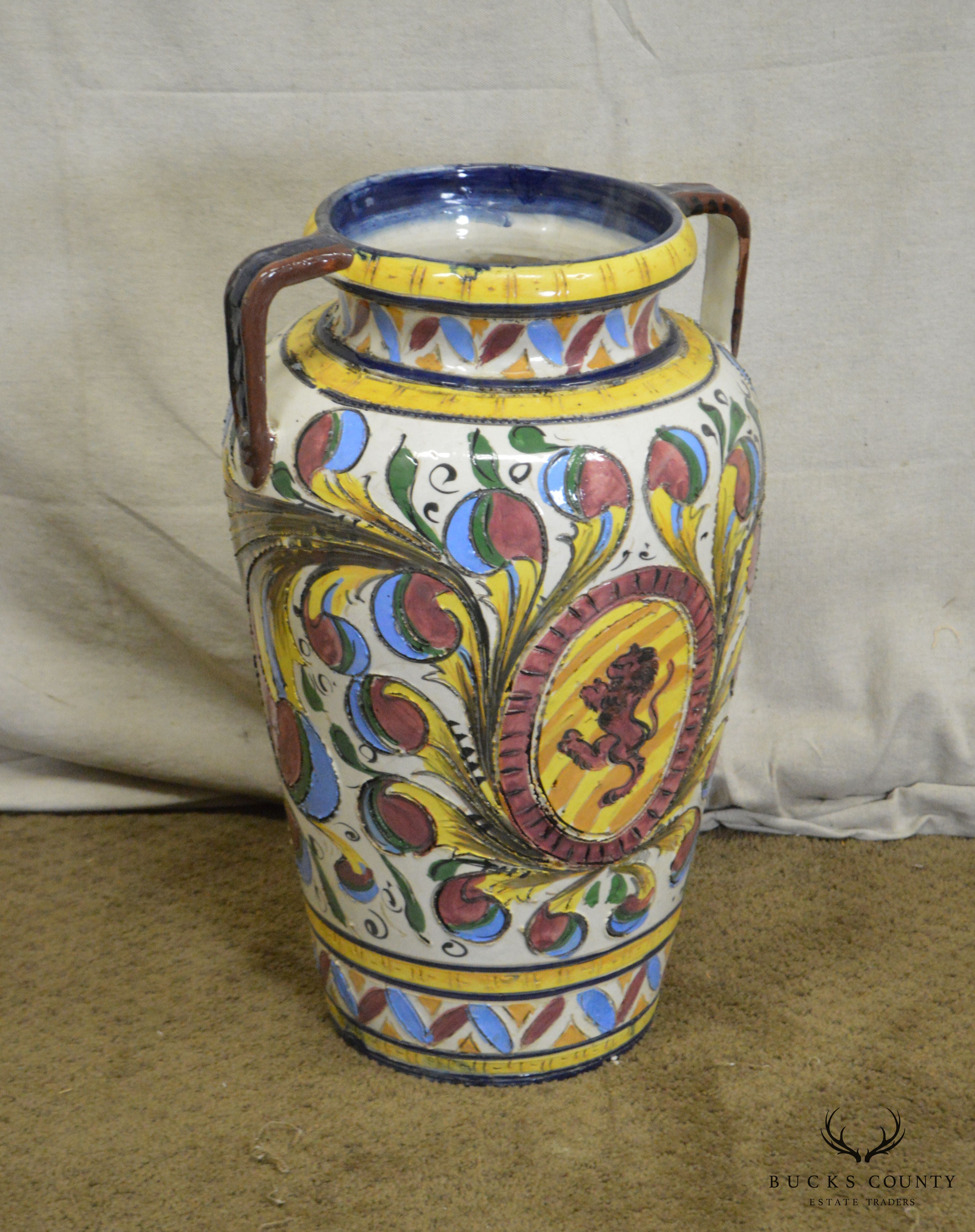 Vintage Italian Pottery Majolica Urn