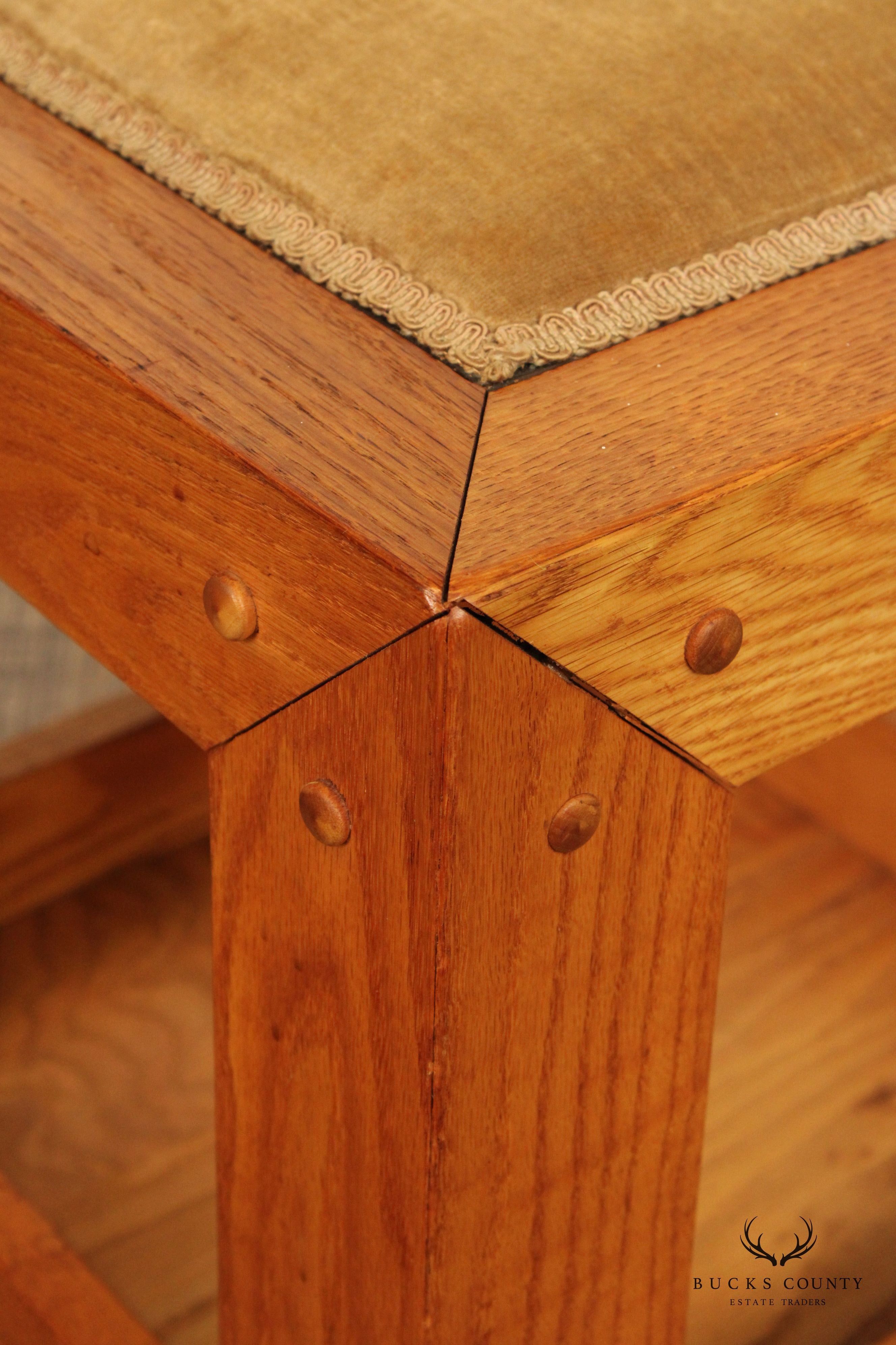 Mid Century Danish Modern Oak Cube Stool