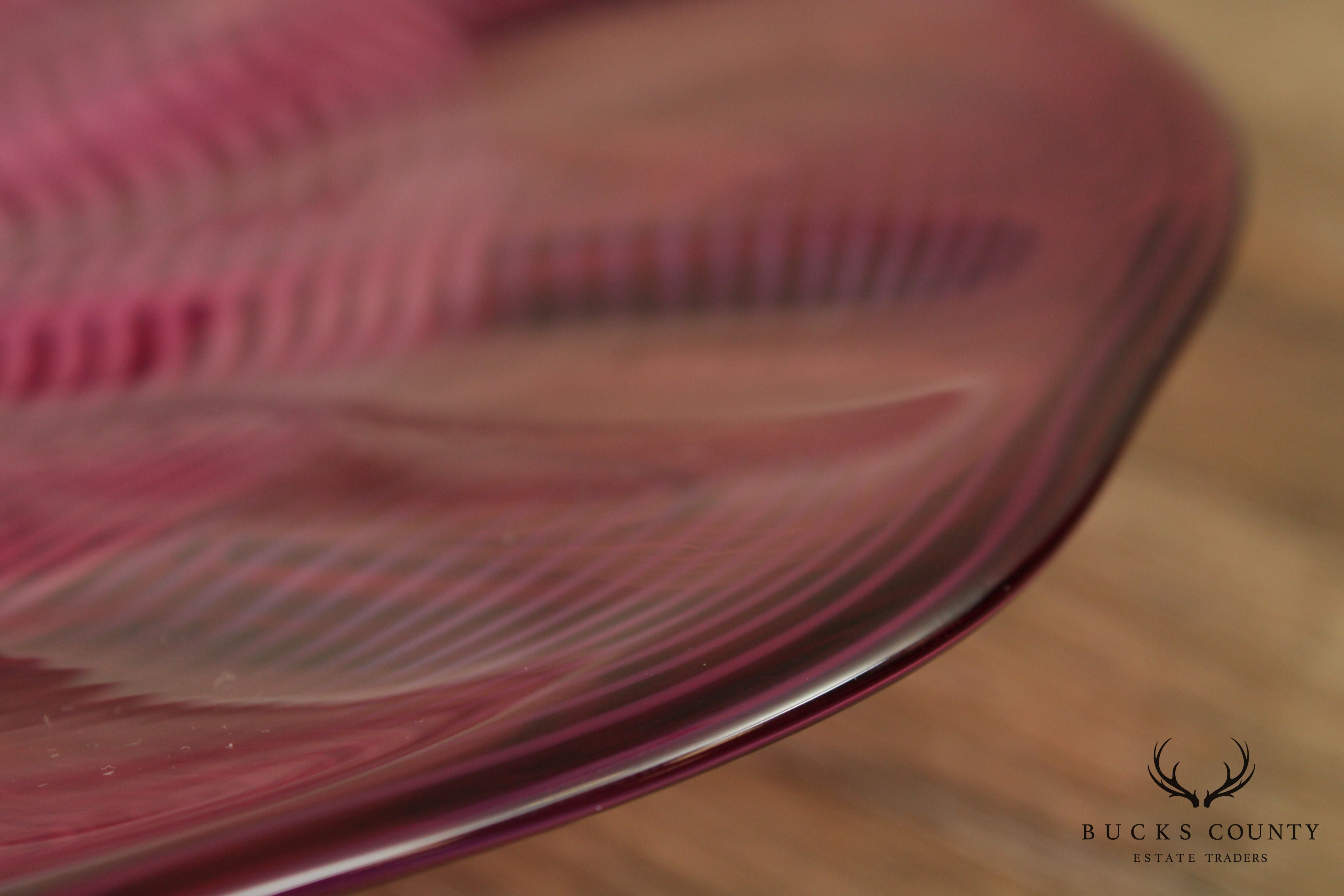 Chatham Glass Co. Hand Blown Cranberry Art Glass Plate 1980