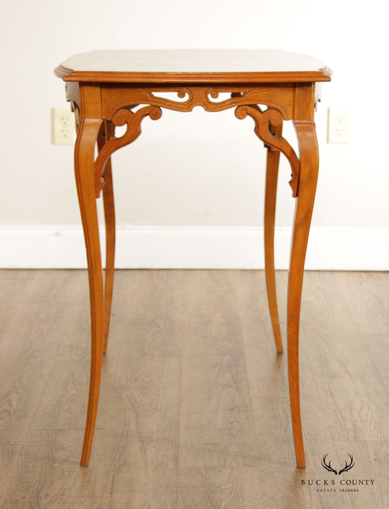 French Art Nouveau Antique Marquetry Inlaid Table