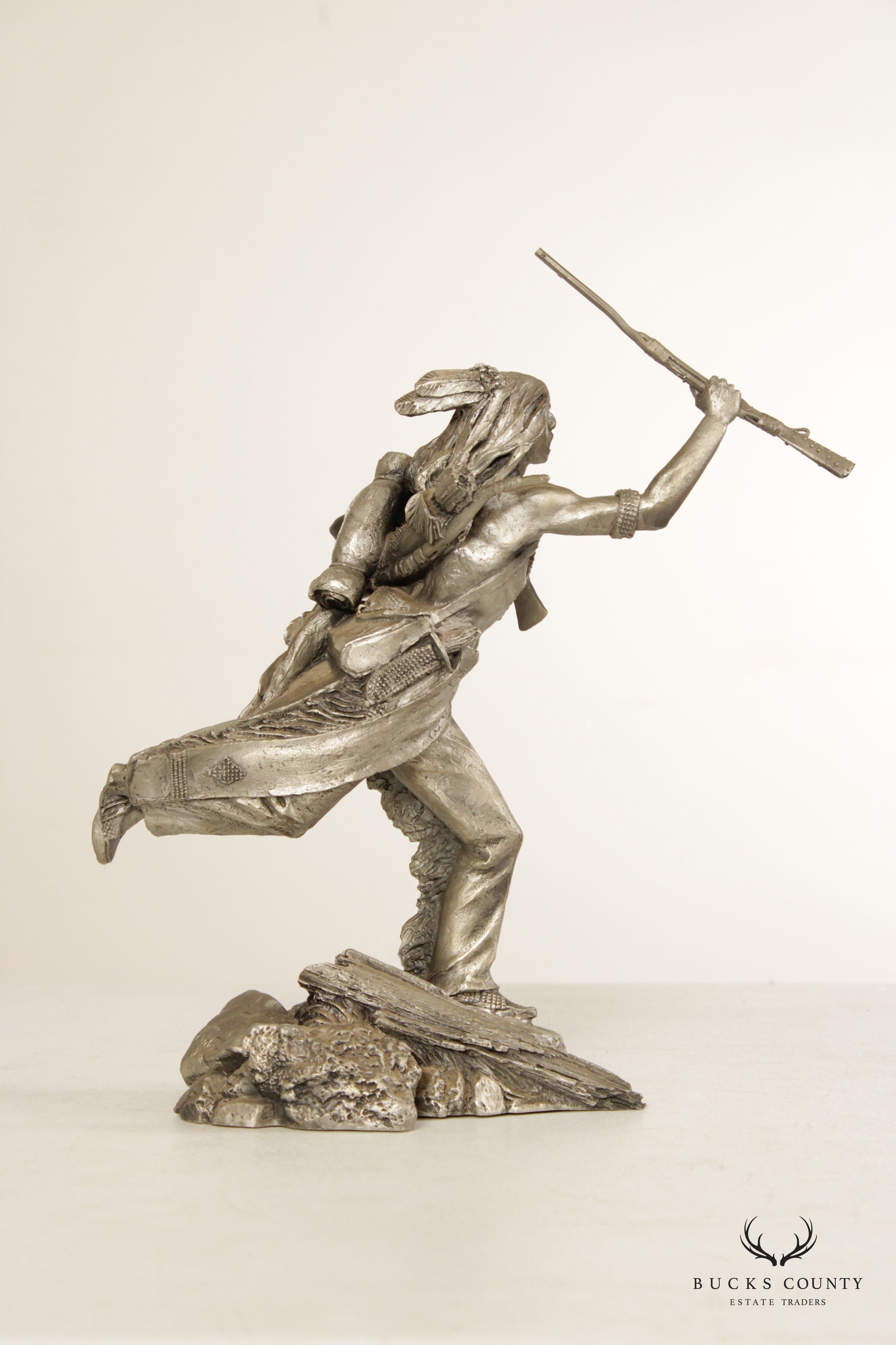 Jim Ponter Native American 'Cheyenne Brave' Pewter Statue