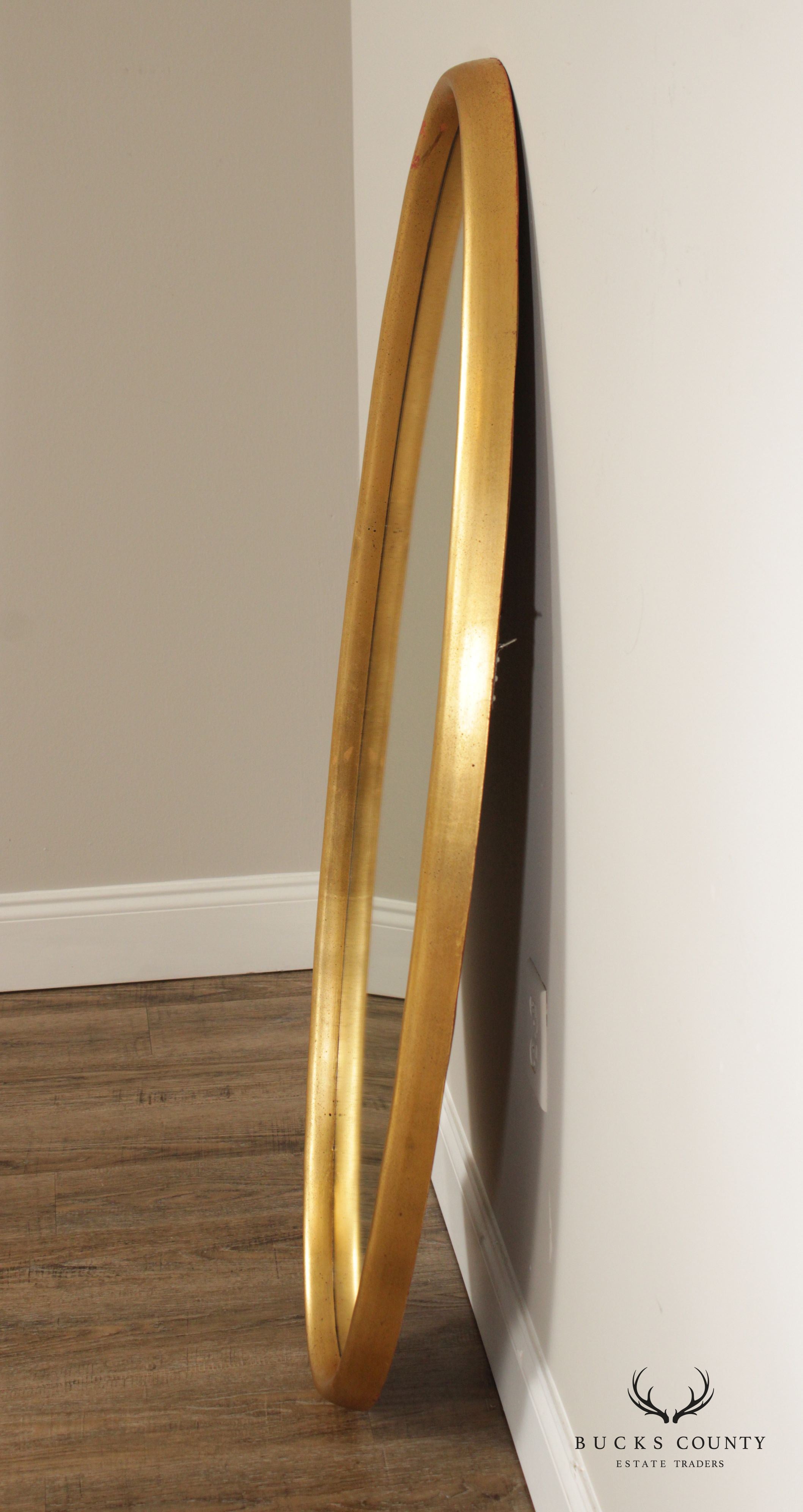 Mid Century Modern Giltwood Oval Wall Mirror