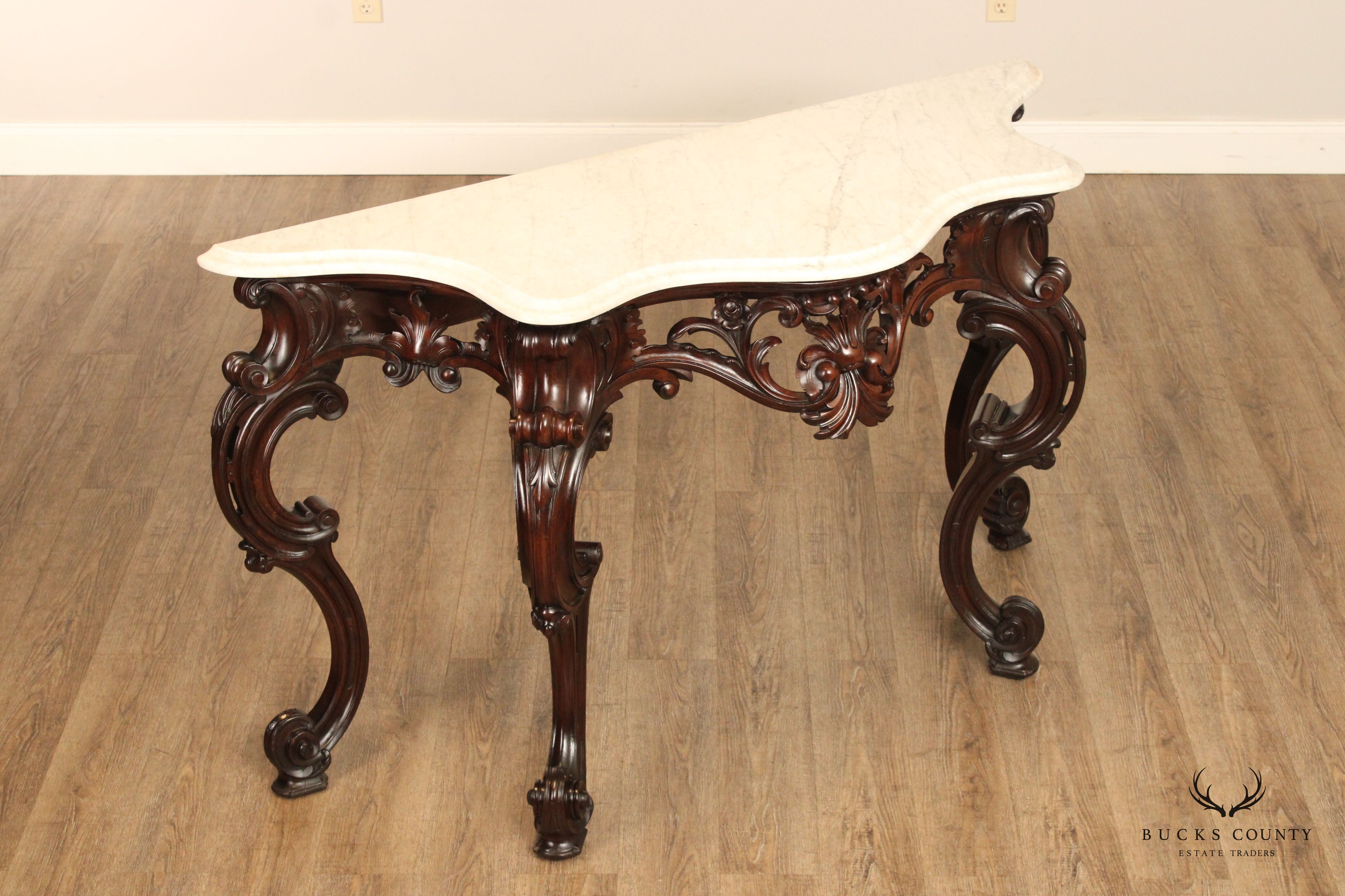 C. Lazarus & Co. Antique Rococo Style Marble Top Console Table