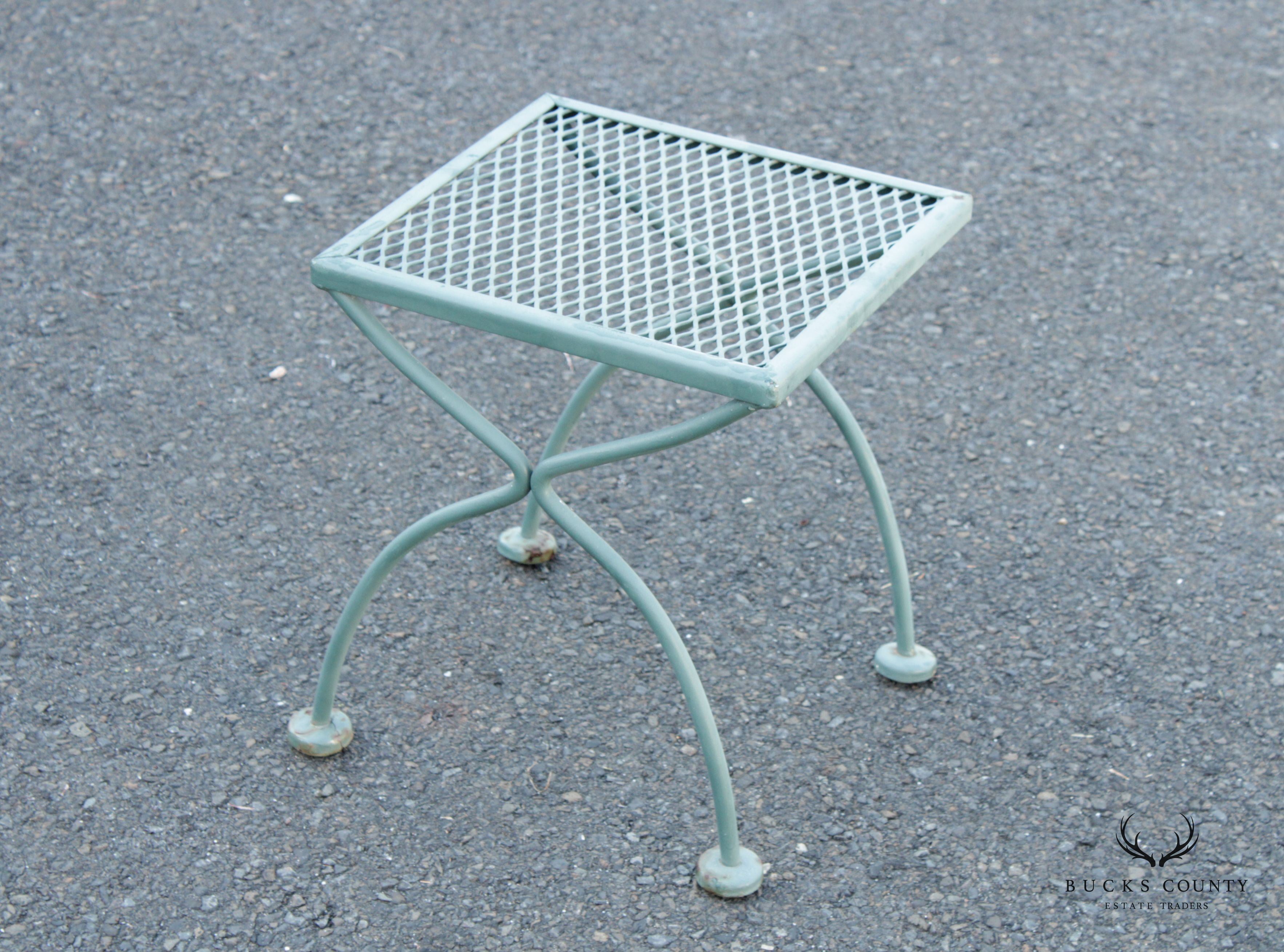 Mid Century Vintage Set Wrought Iron Patio Nesting Tables