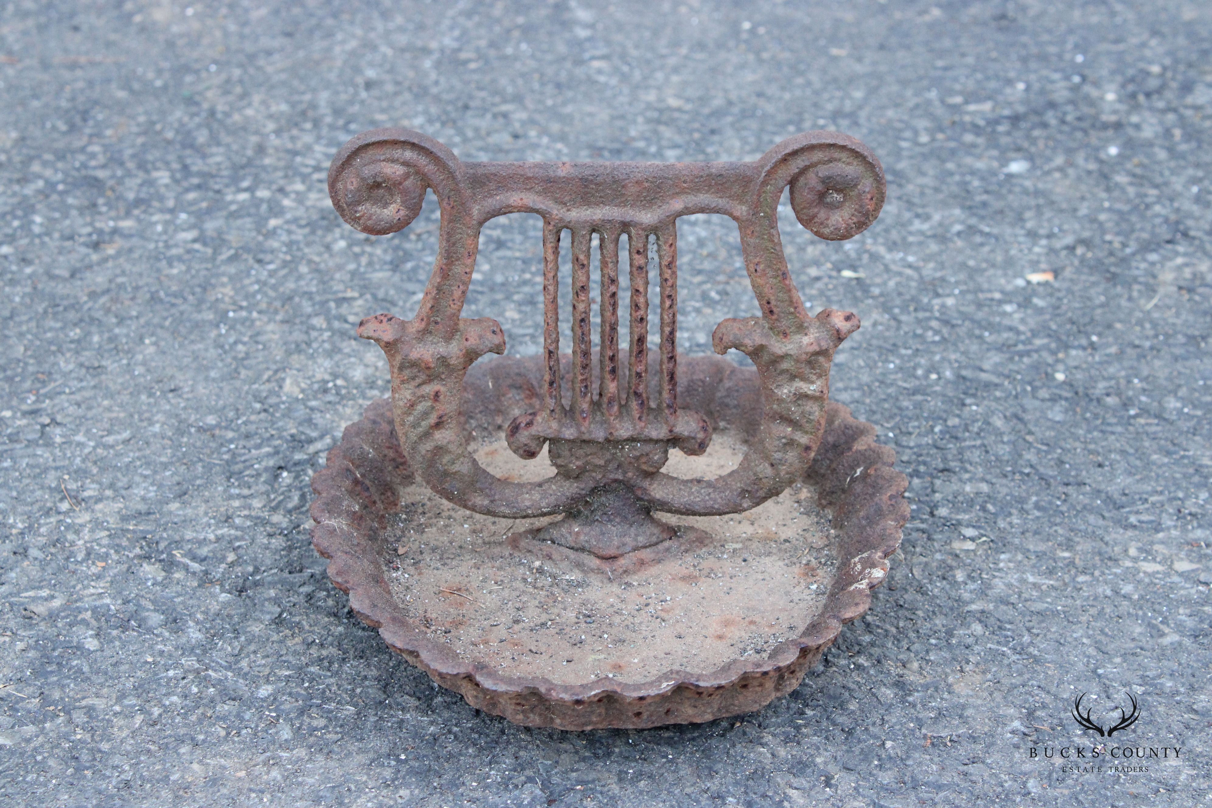 Antique Victorian Cast Iron Lyre Form Boot Scraper