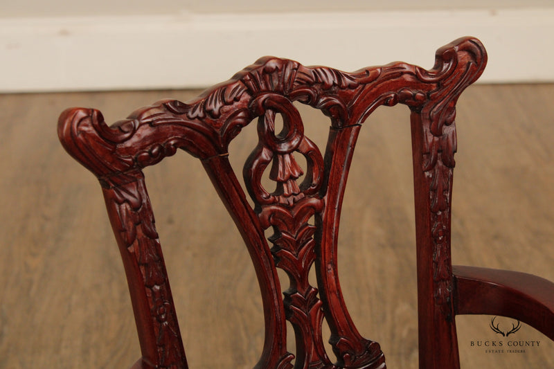 Chippendale Style Mahogany Carved Children's Or Doll  Side Chair