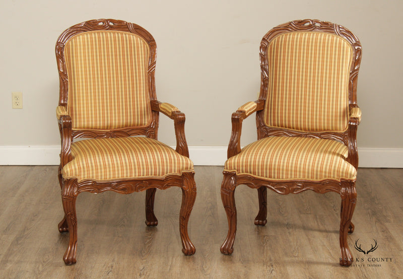 Italmond Furniture French Louis XV Style Pair of Fauteuil Armchairs