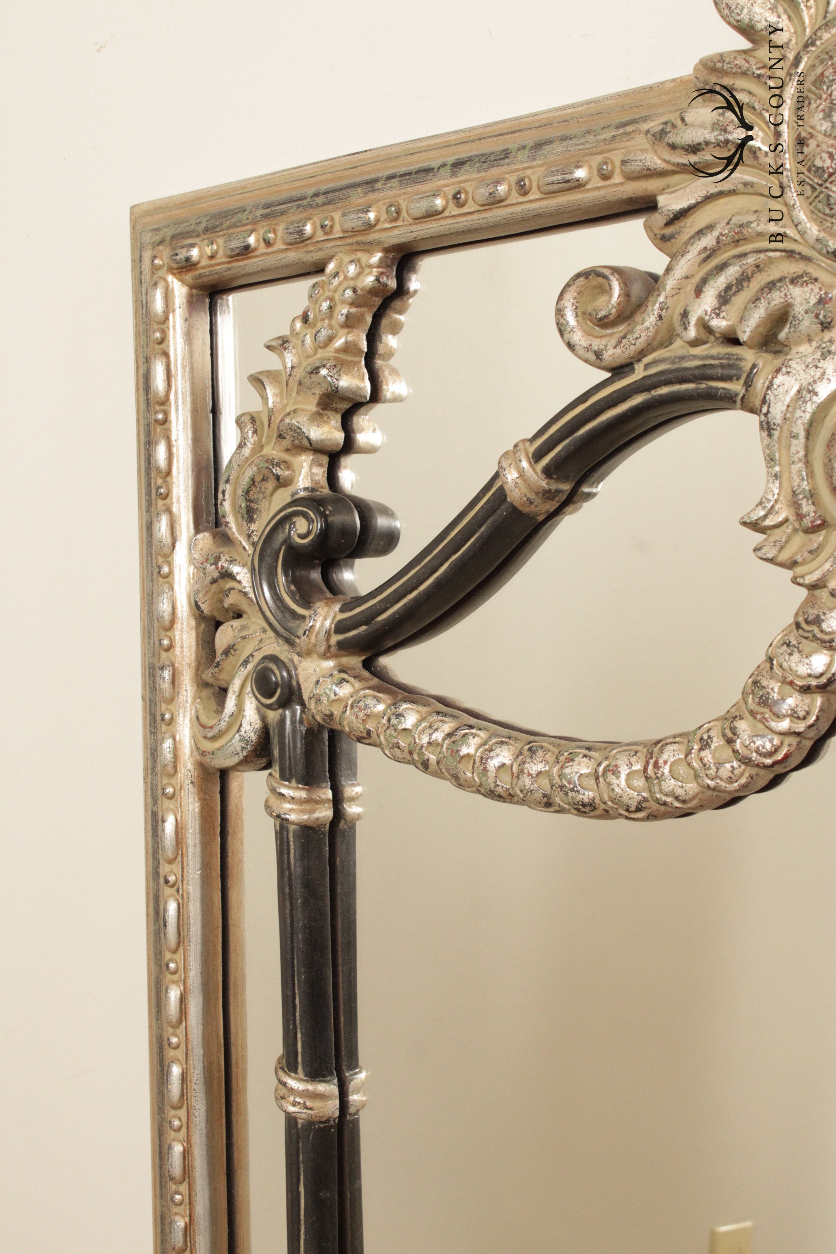 French Louis XV Style Silver Gilt Wall Mirror