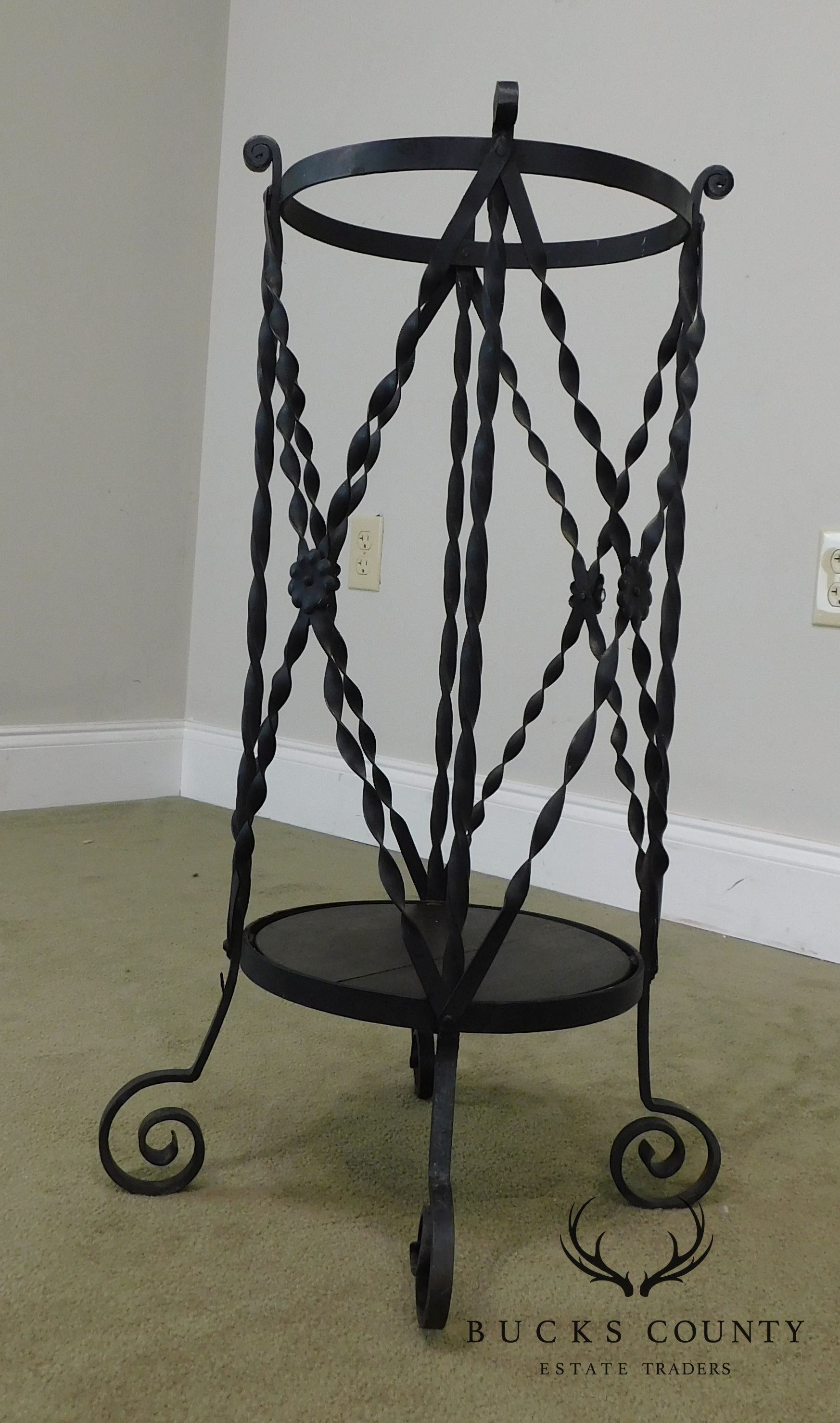 Aesthetic Antique Hand Wrought Iron Umbrella Stand