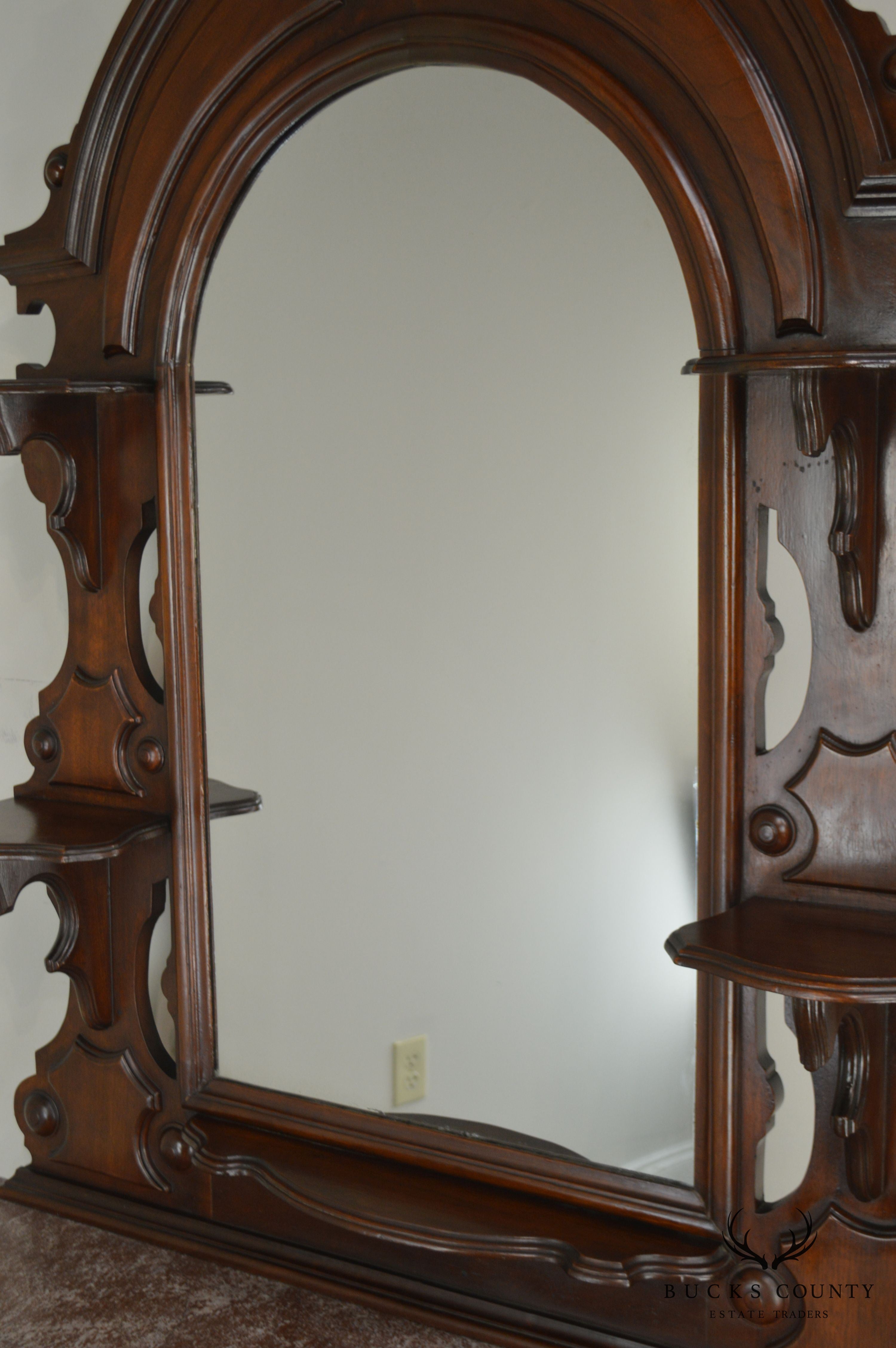 Antique Victorian Walnut Marble Top Console with Mirror