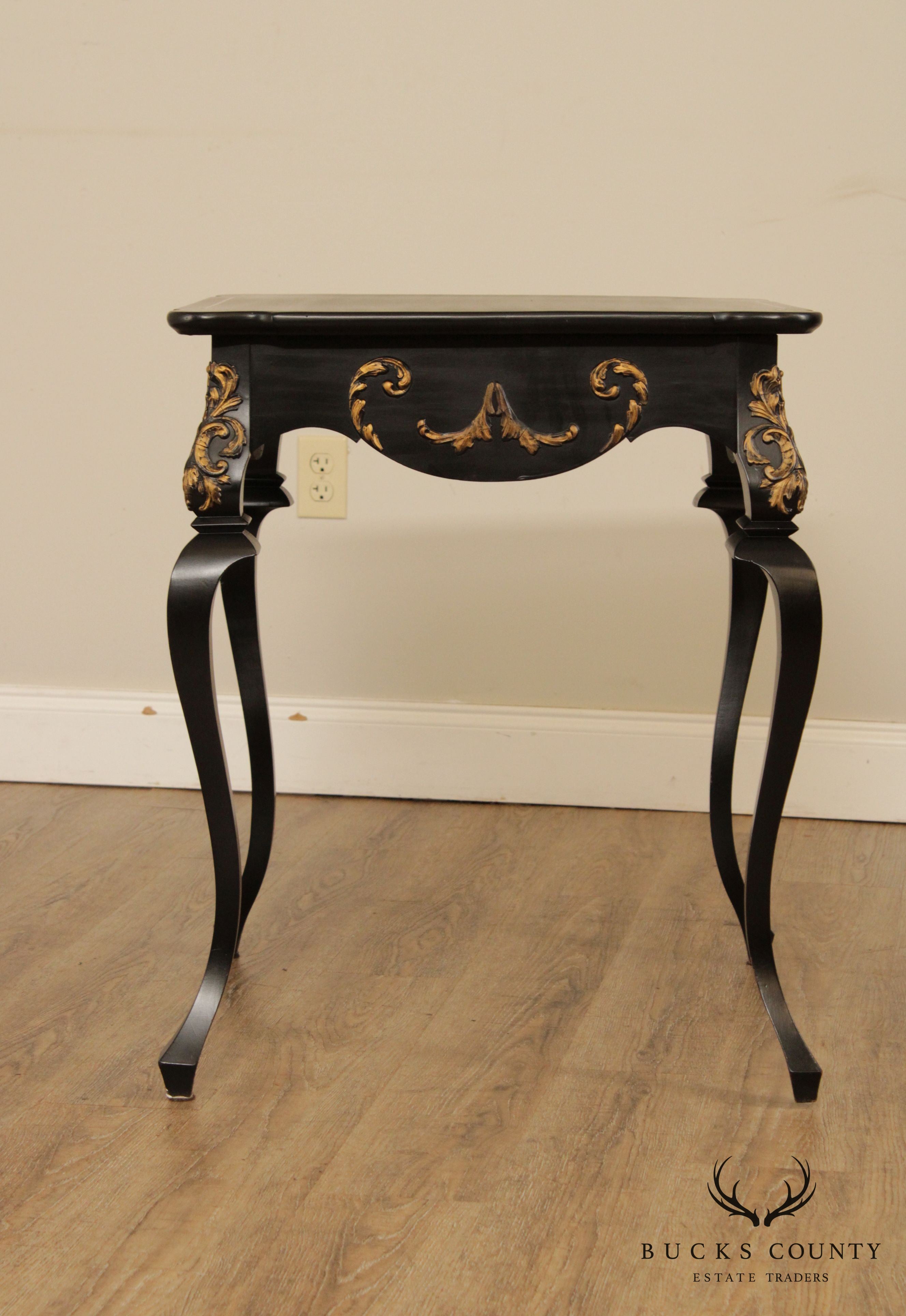 Vintage Italian Florentine Style Black and Gilt Side Table