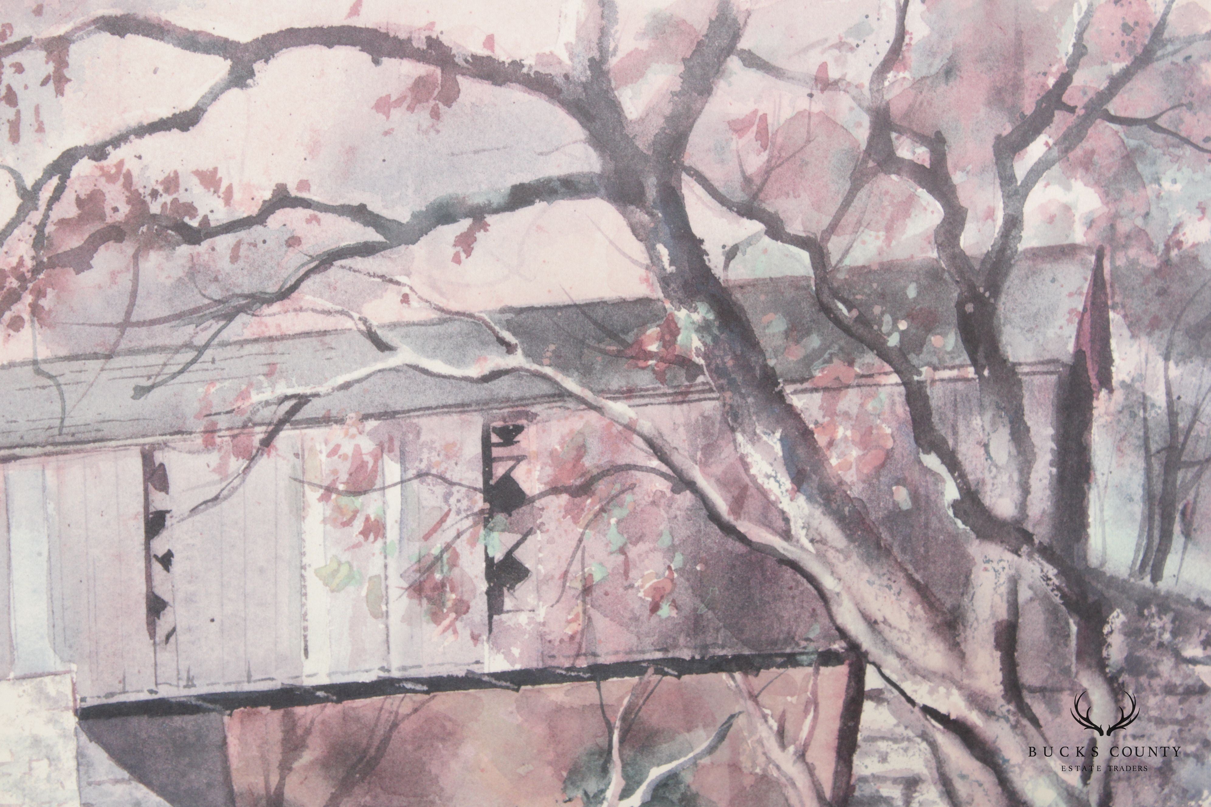 Ranulph Bye Bucks County Covered Bridge Watercolor Print