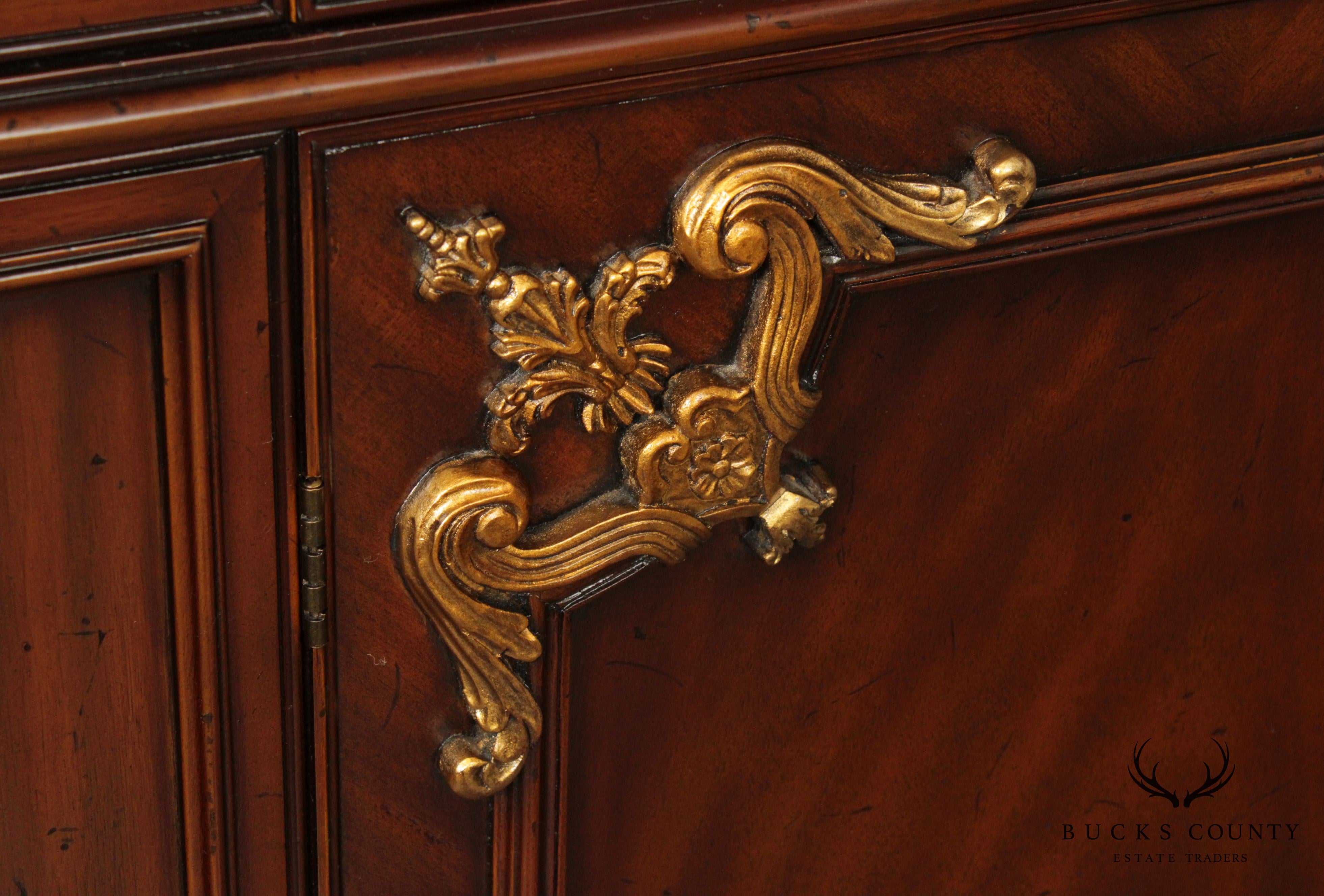 Quality French Neoclassic Style Mahogany, Partial Gilt Sideboard