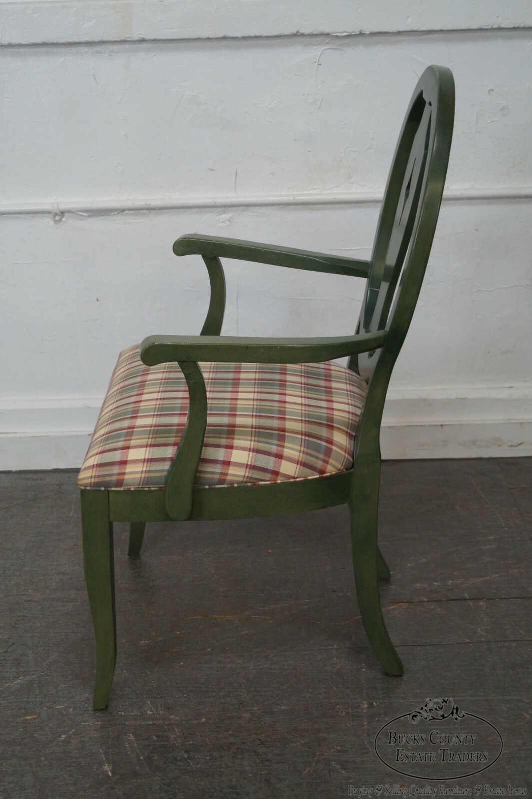 Ethan Allen Country Colors Green Painted Arm Chair