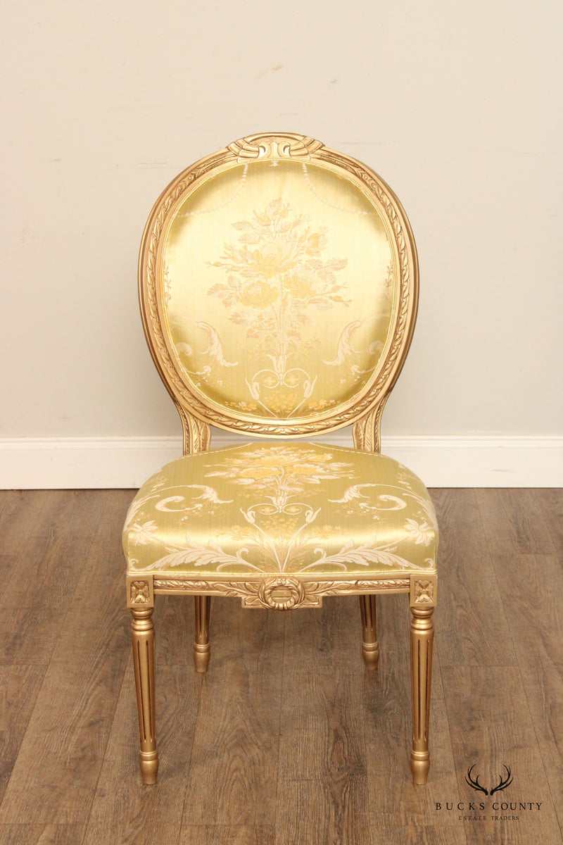 French Louis XVI Style Set of Eight Giltwood Dining Chairs