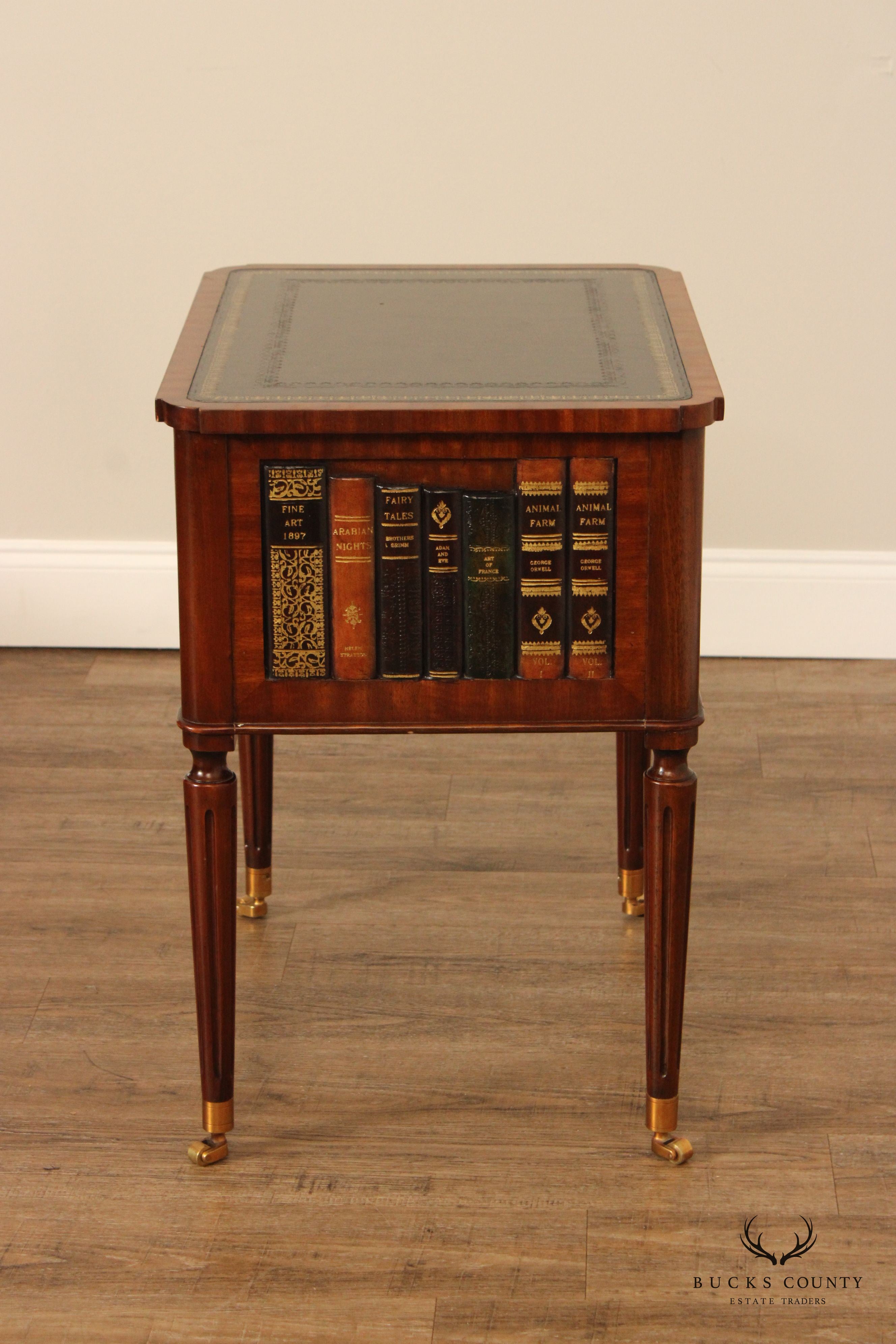 Maitland Smith Mahogany Faux Book End Table Cabinet