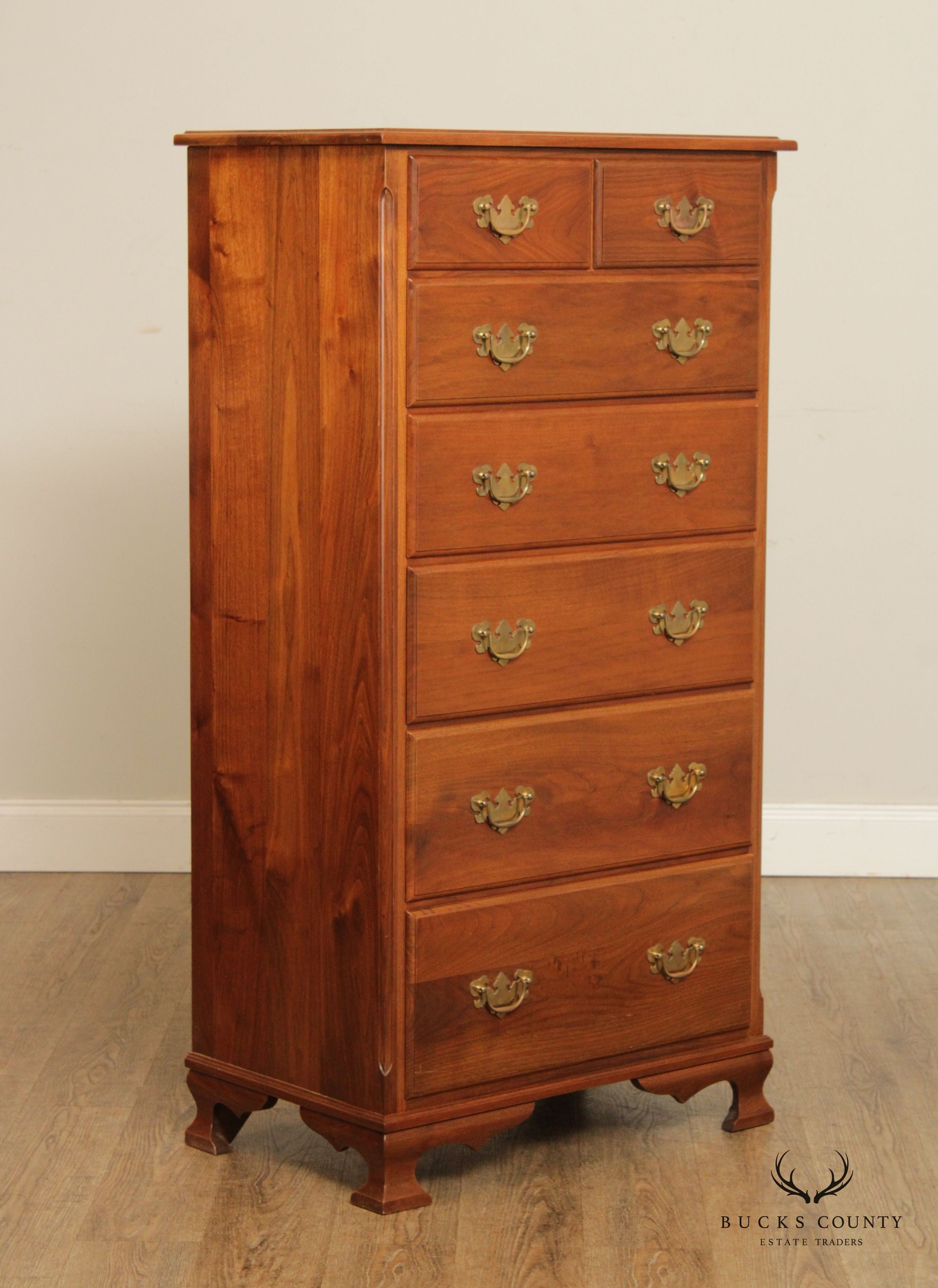 Chippendale Style Custom Crafted Solid Walnut Tall Chest (B)