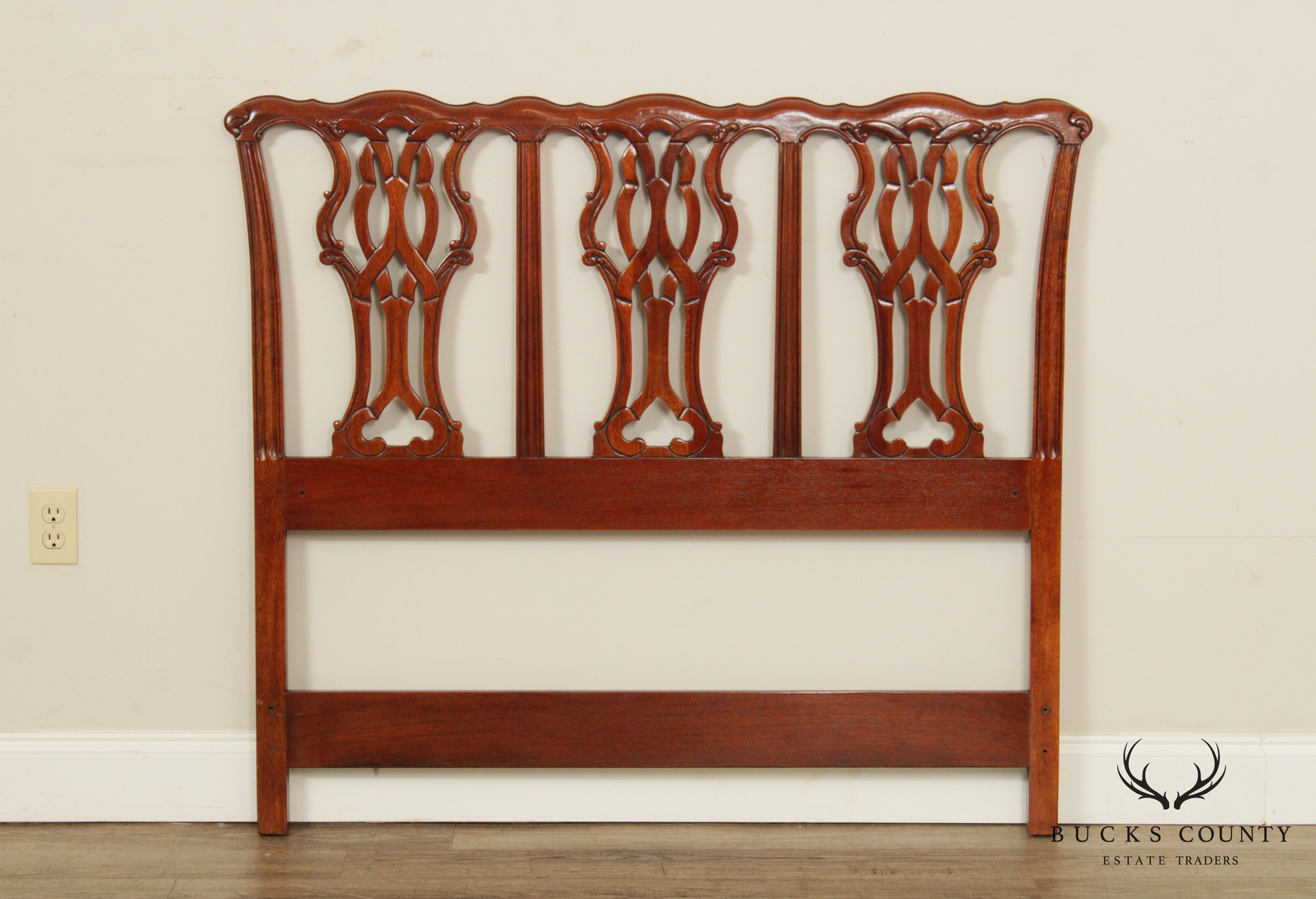 Chippendale Style Carved Mahogany Headboard (B)