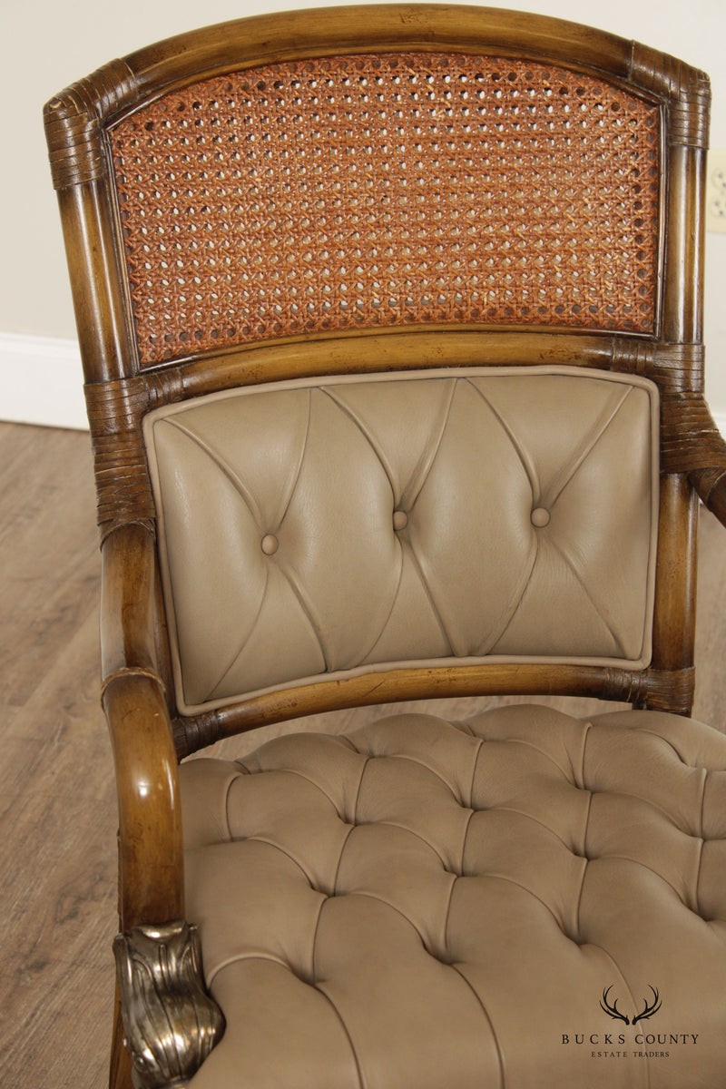 Maitland Smith Regency Style Leather Cane Armchair