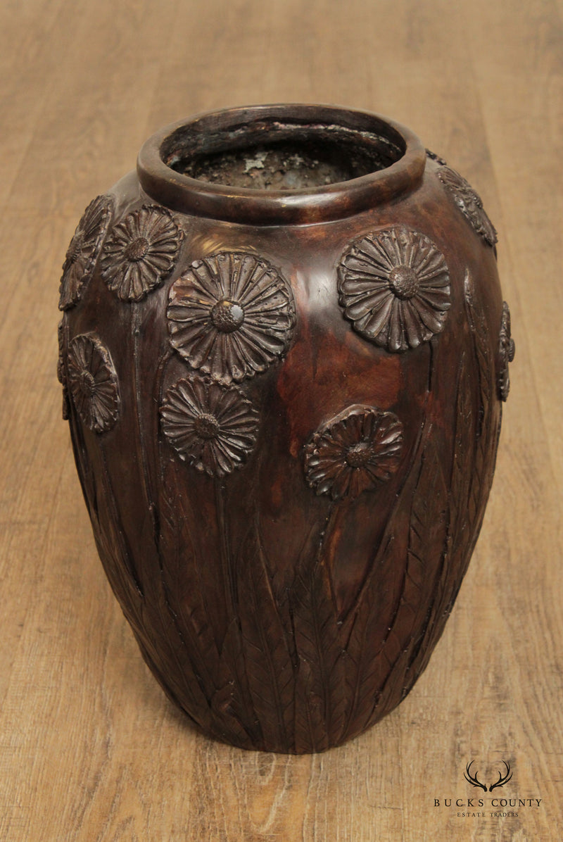 Maitland Smith Meiji Style  Floral Bronze Vase