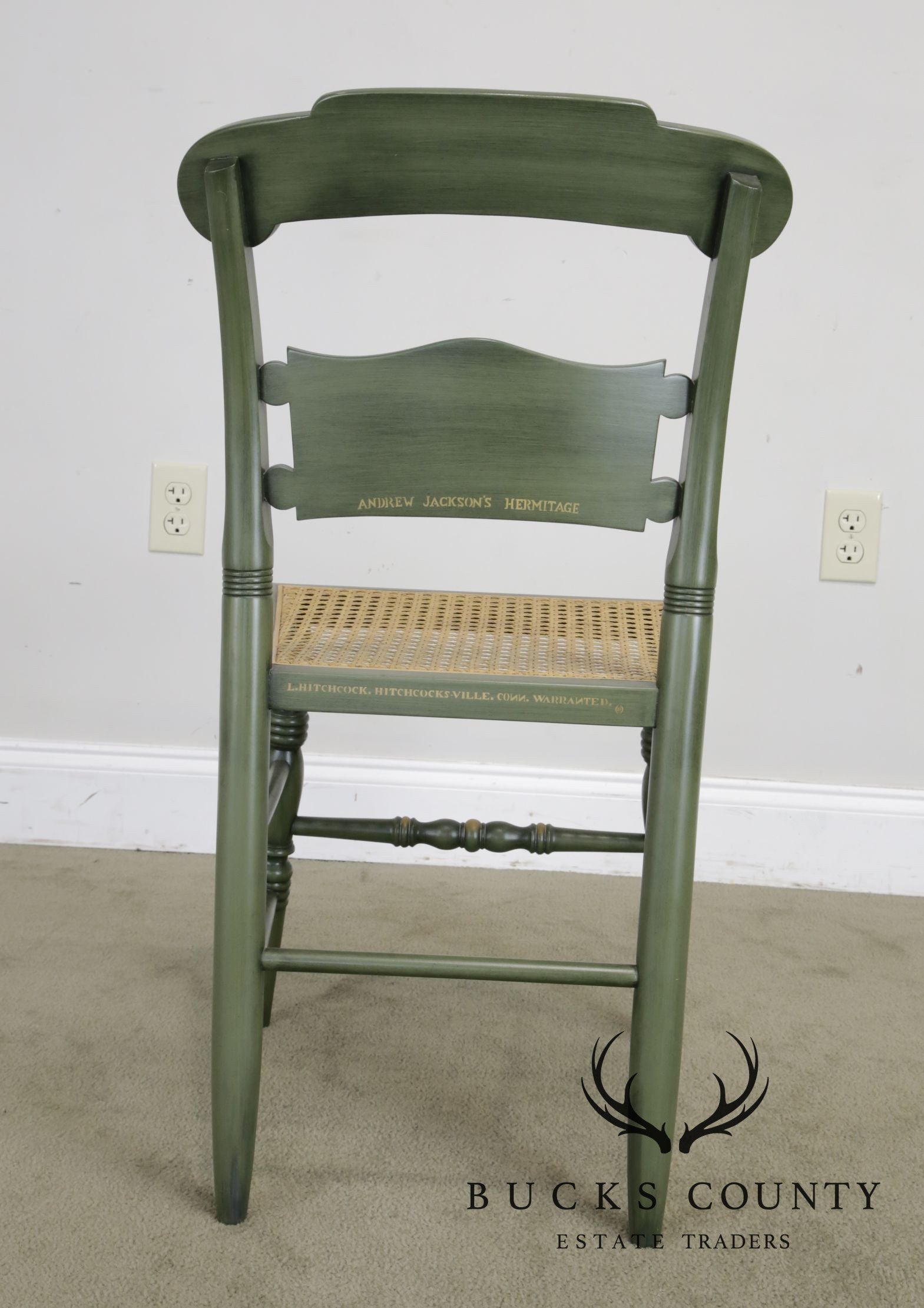 Hitchcock Green Painted "Andrew Jackson's Hermitage" Cane Seat Side Chair (B)