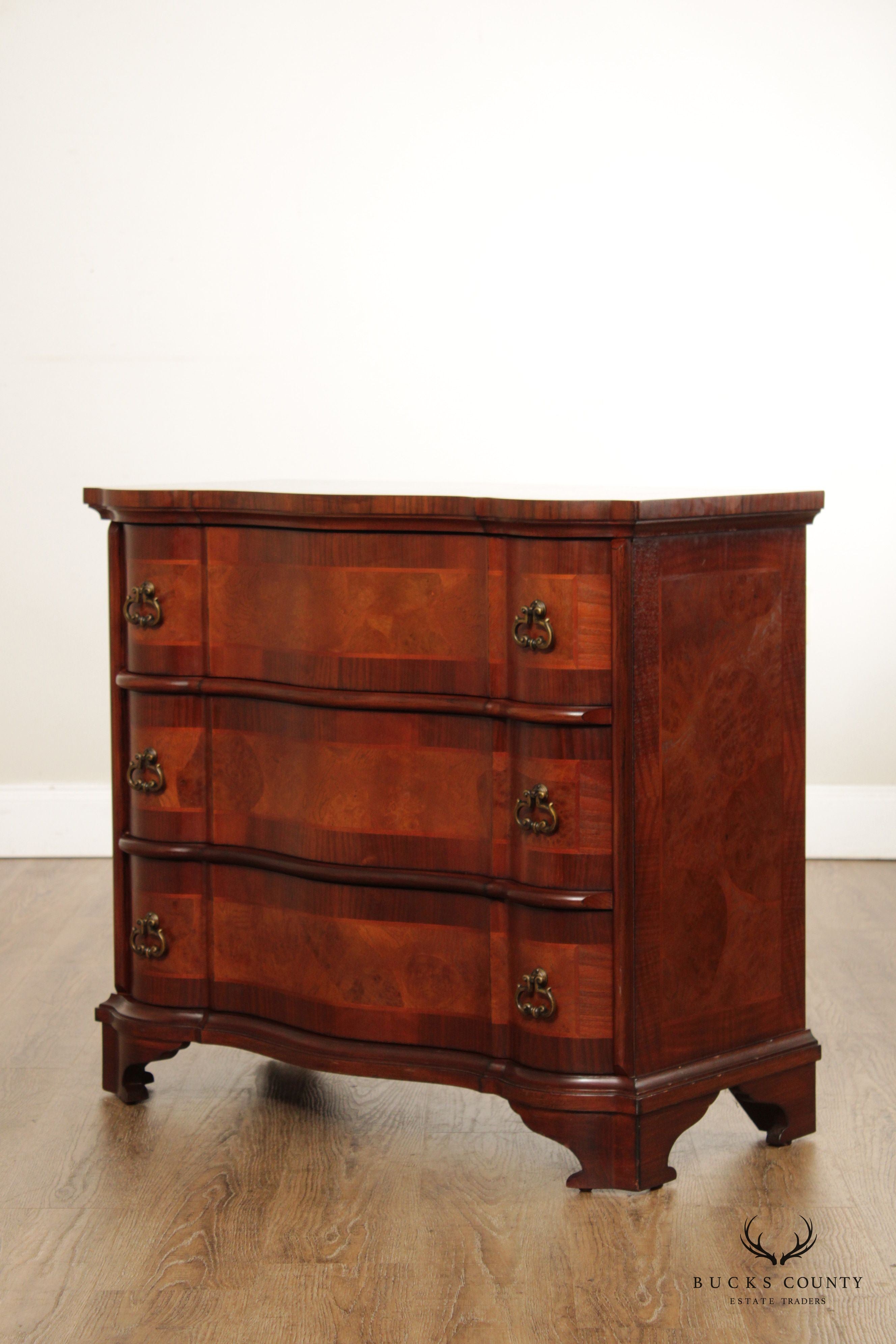 Italian Baroque Style Burl Wood Serpentine Chest of Drawers