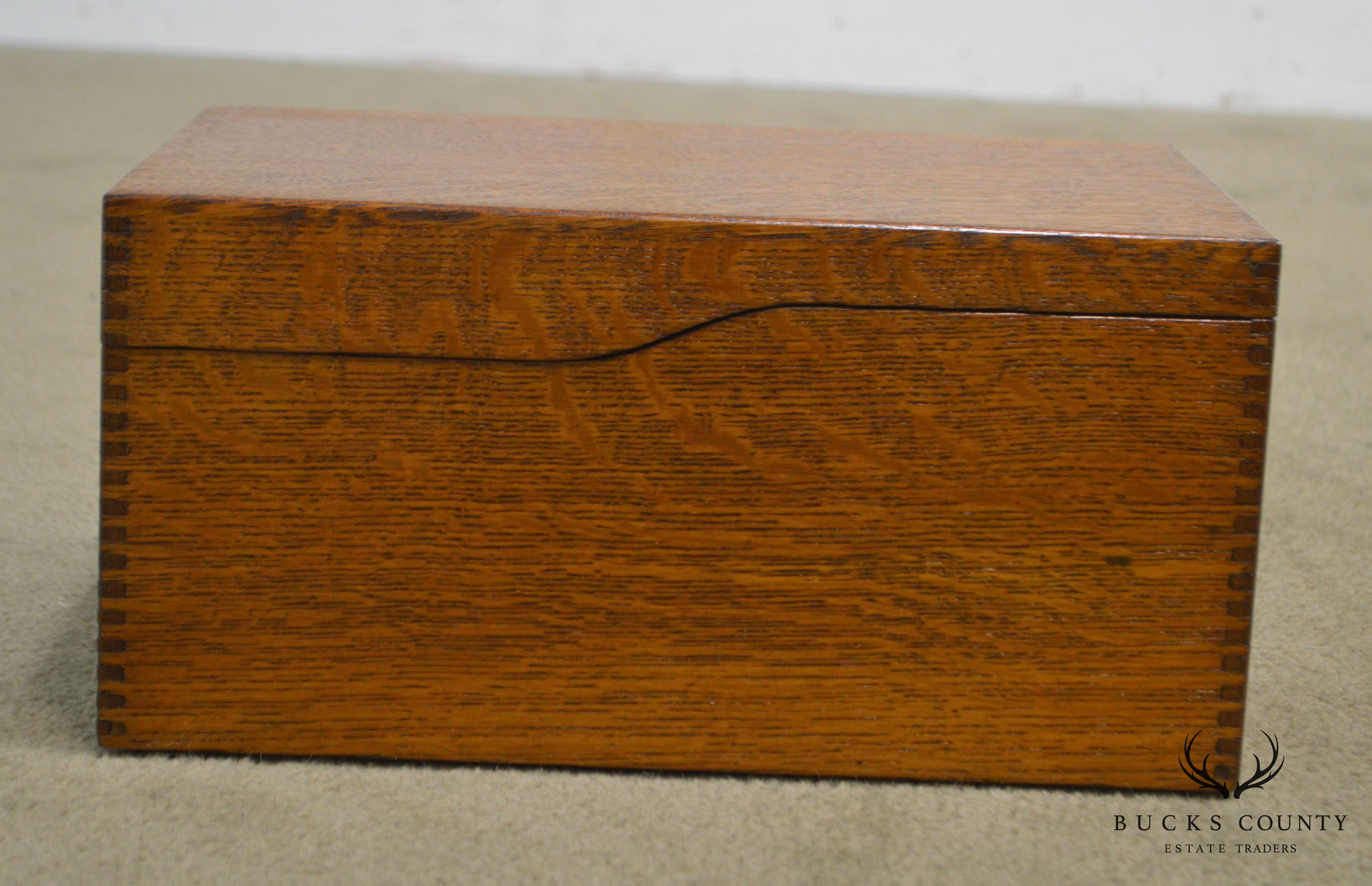 Antique Oak Desktop Library Card File Box