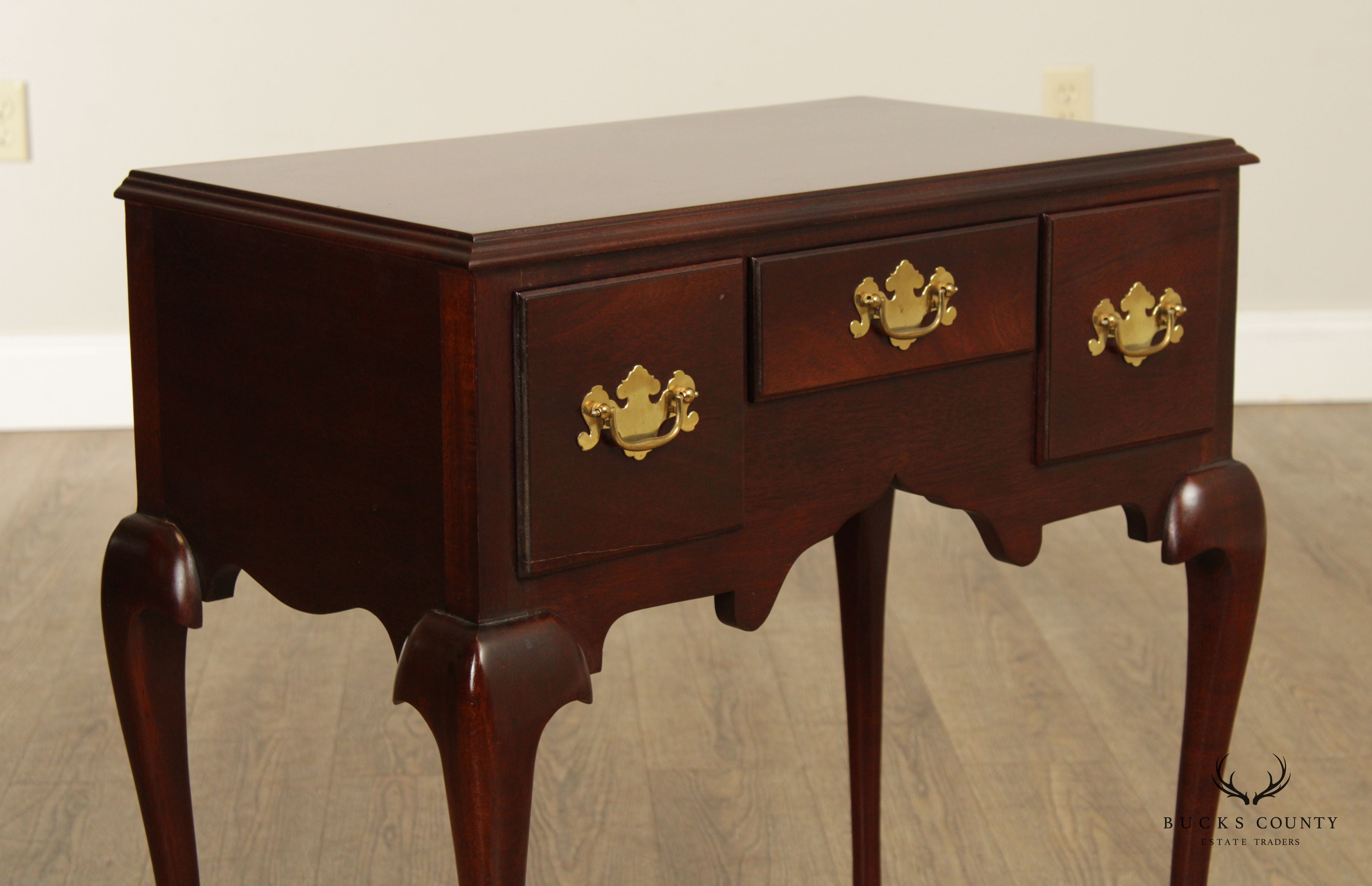 Queen Anne Style Mahogany Three-Drawer Lowboy