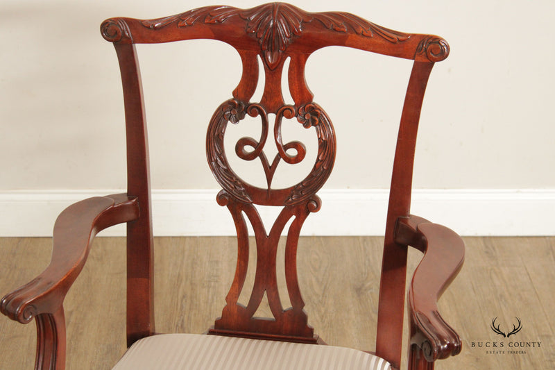 Baker Chippendale Style Set of Ten Carved Mahogany Dining Chairs