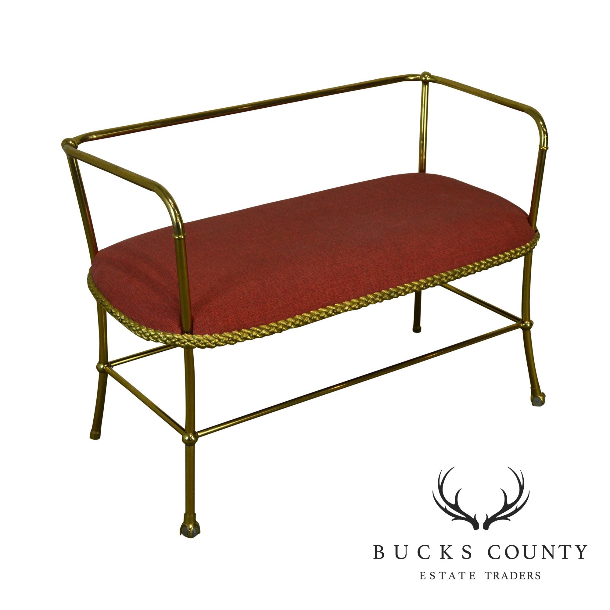 Hollywood Regency Vintage Italian Brass Settee