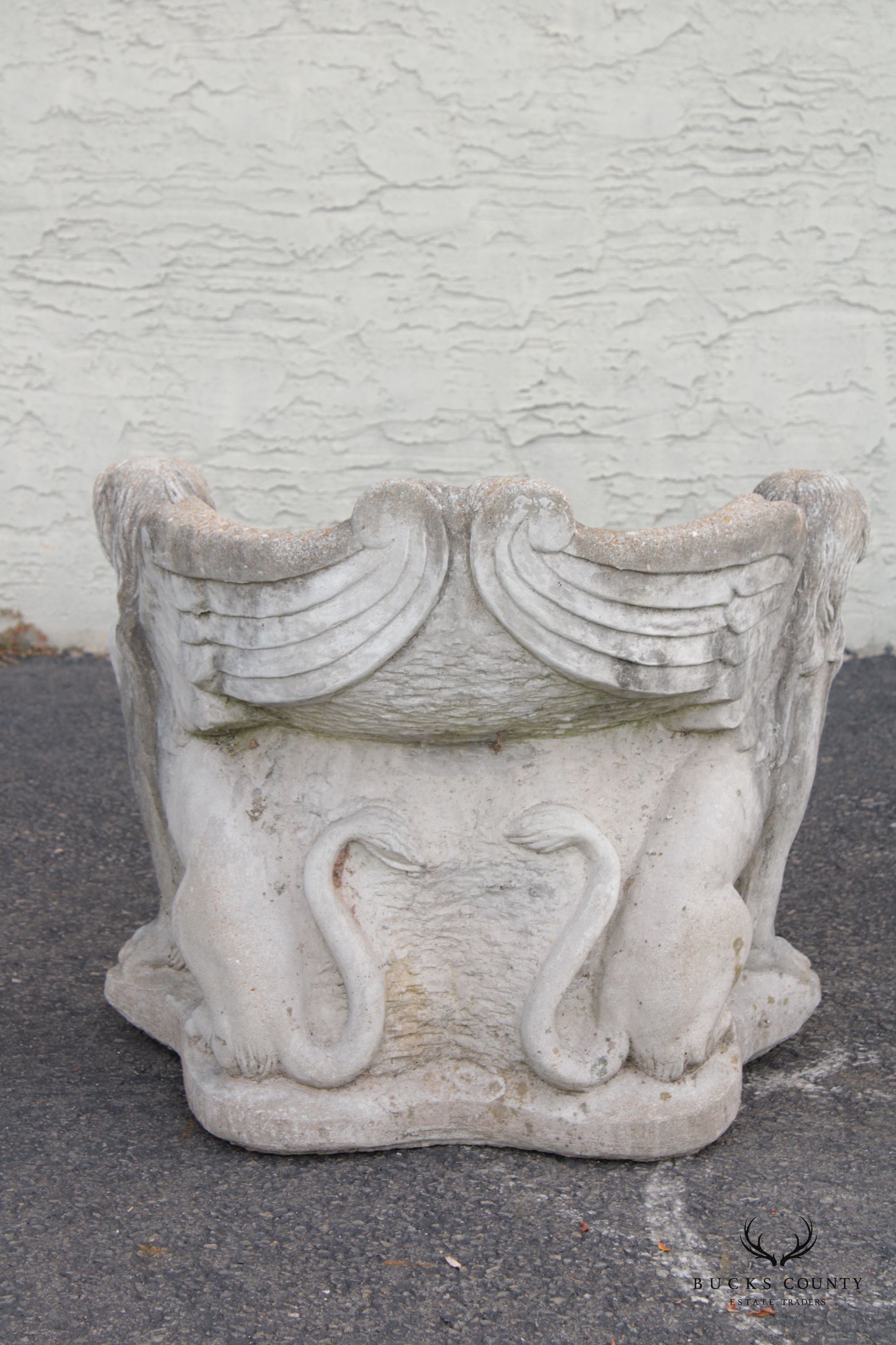 Antique Figural Pair Concrete Stone Grotto Garden Chairs