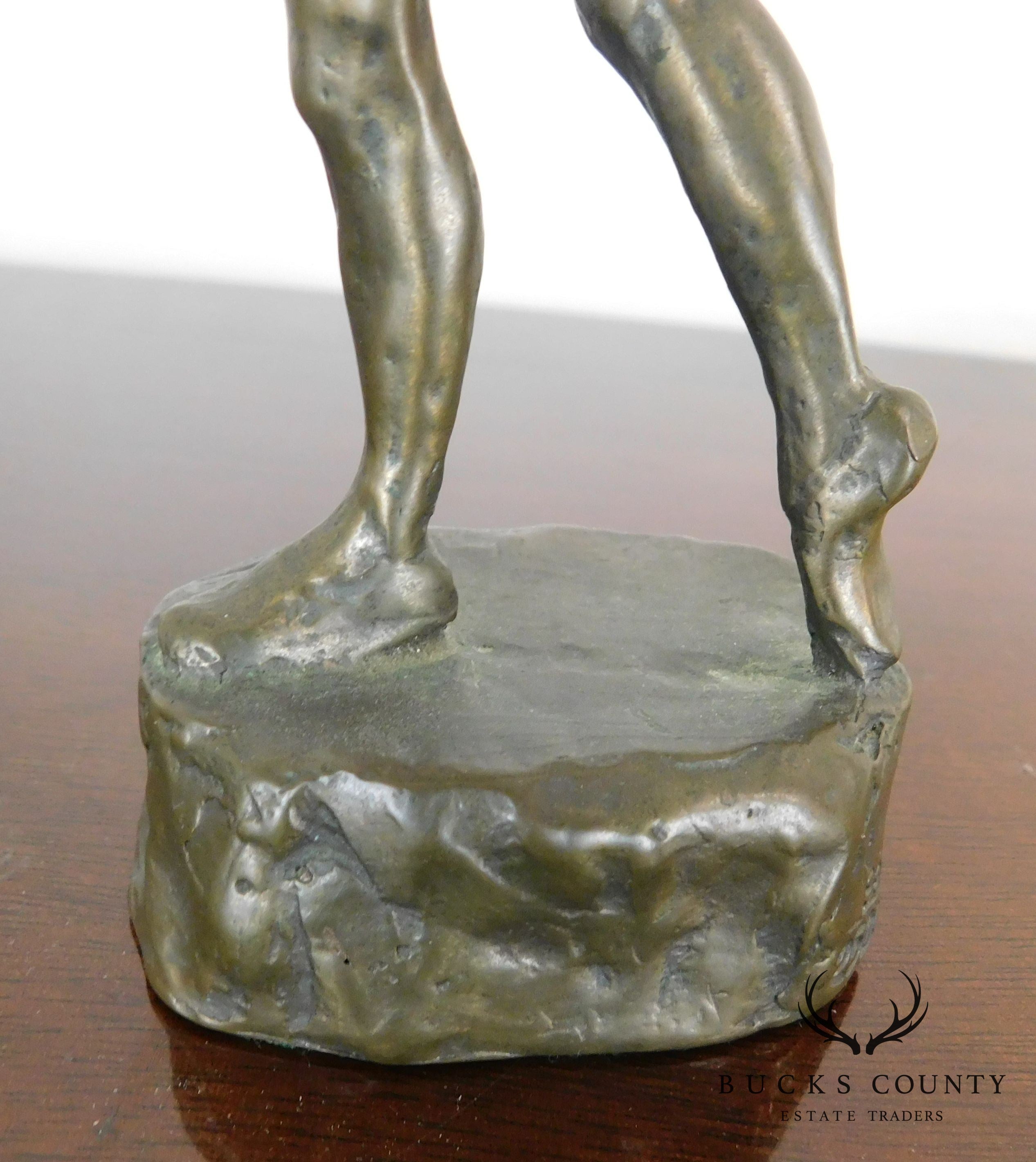 Mark Hopekins Signed "Kids Play" Pair Patinated Bronze Figurines