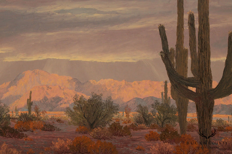 John W. Hilton 'Giant Country' Original Oil Painting California Desert Landscape