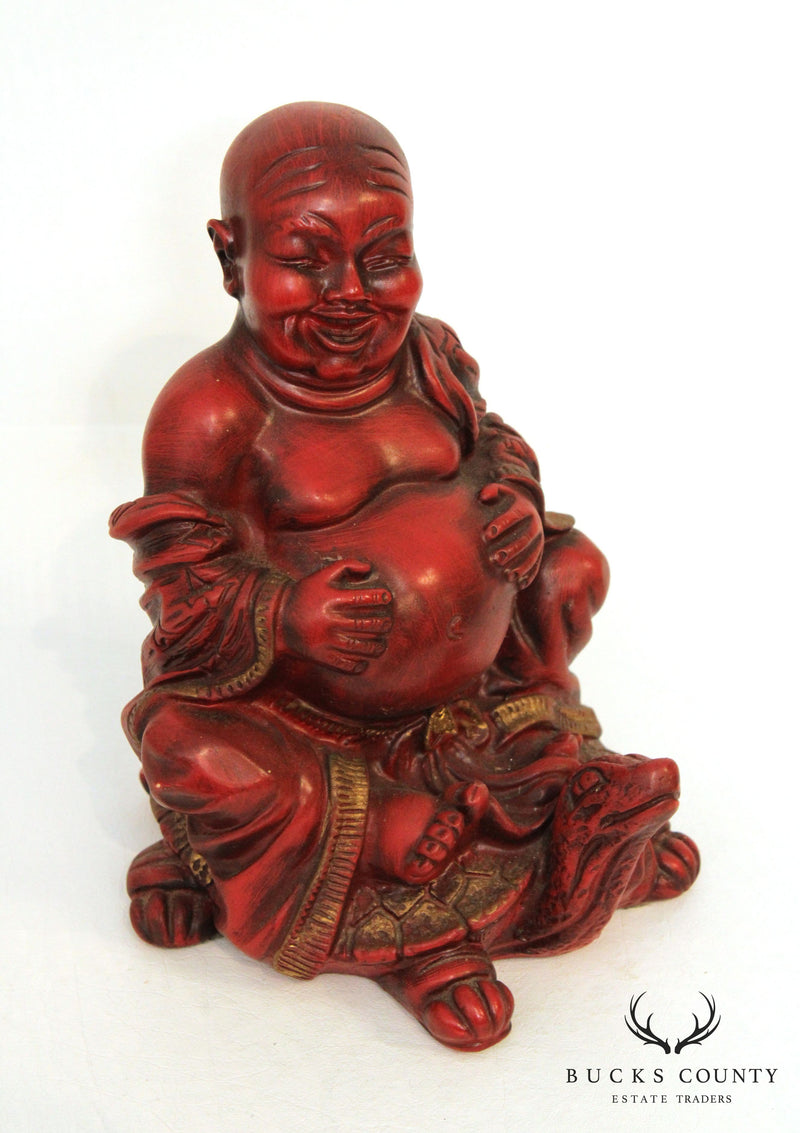Vintage Painted Carved Resin Buddha Statue