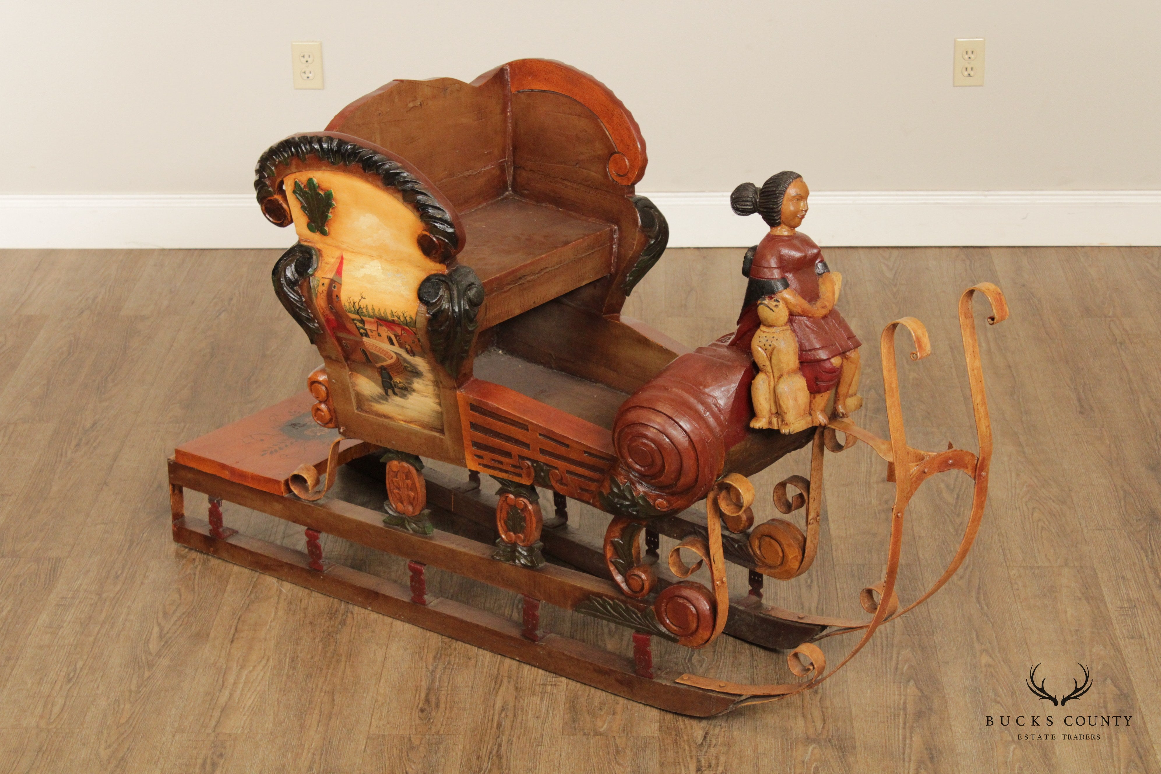 German Folk Art Children's or Miniature Sleigh