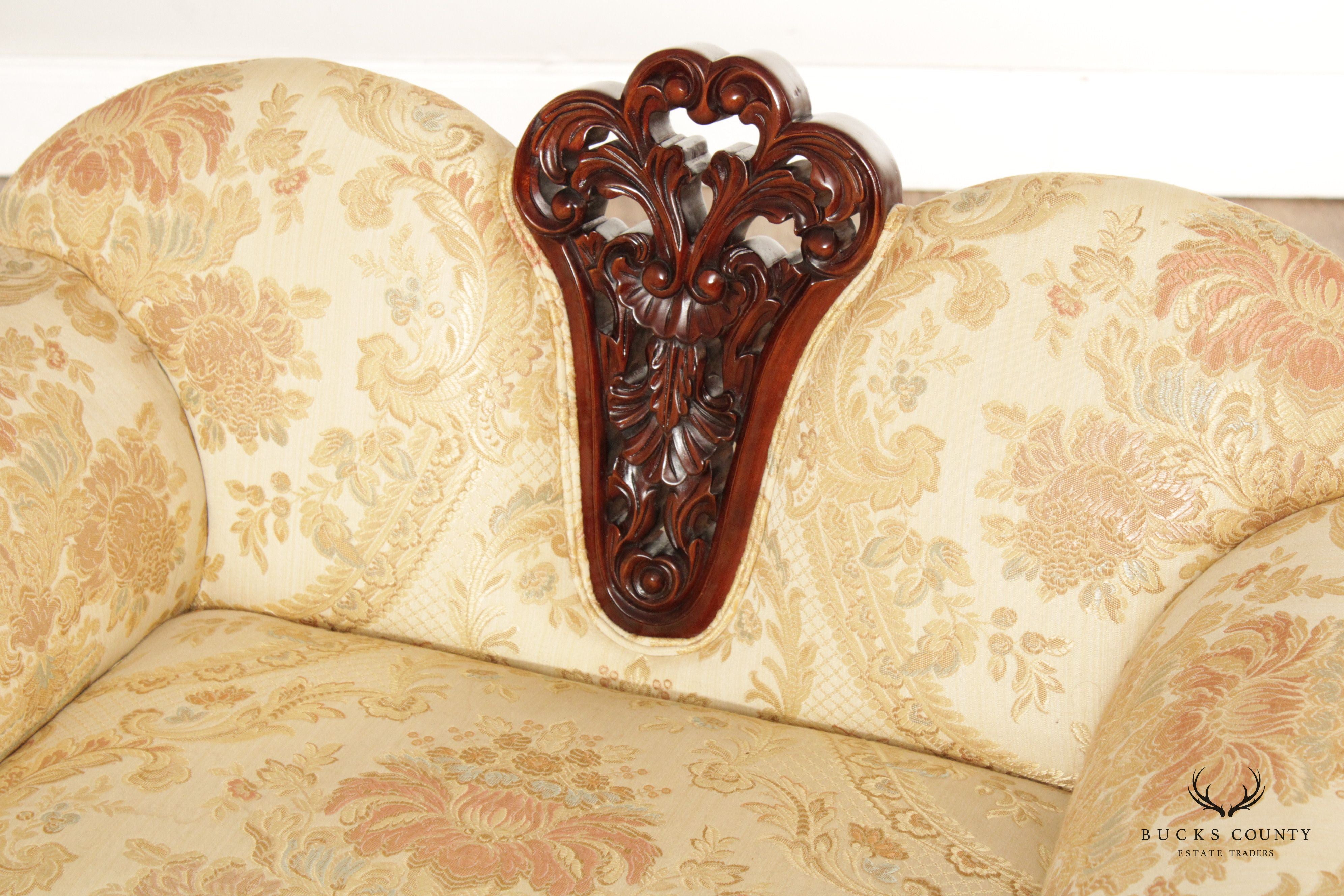 Quality French Victorian Style Custom Upholstered Petite Settee