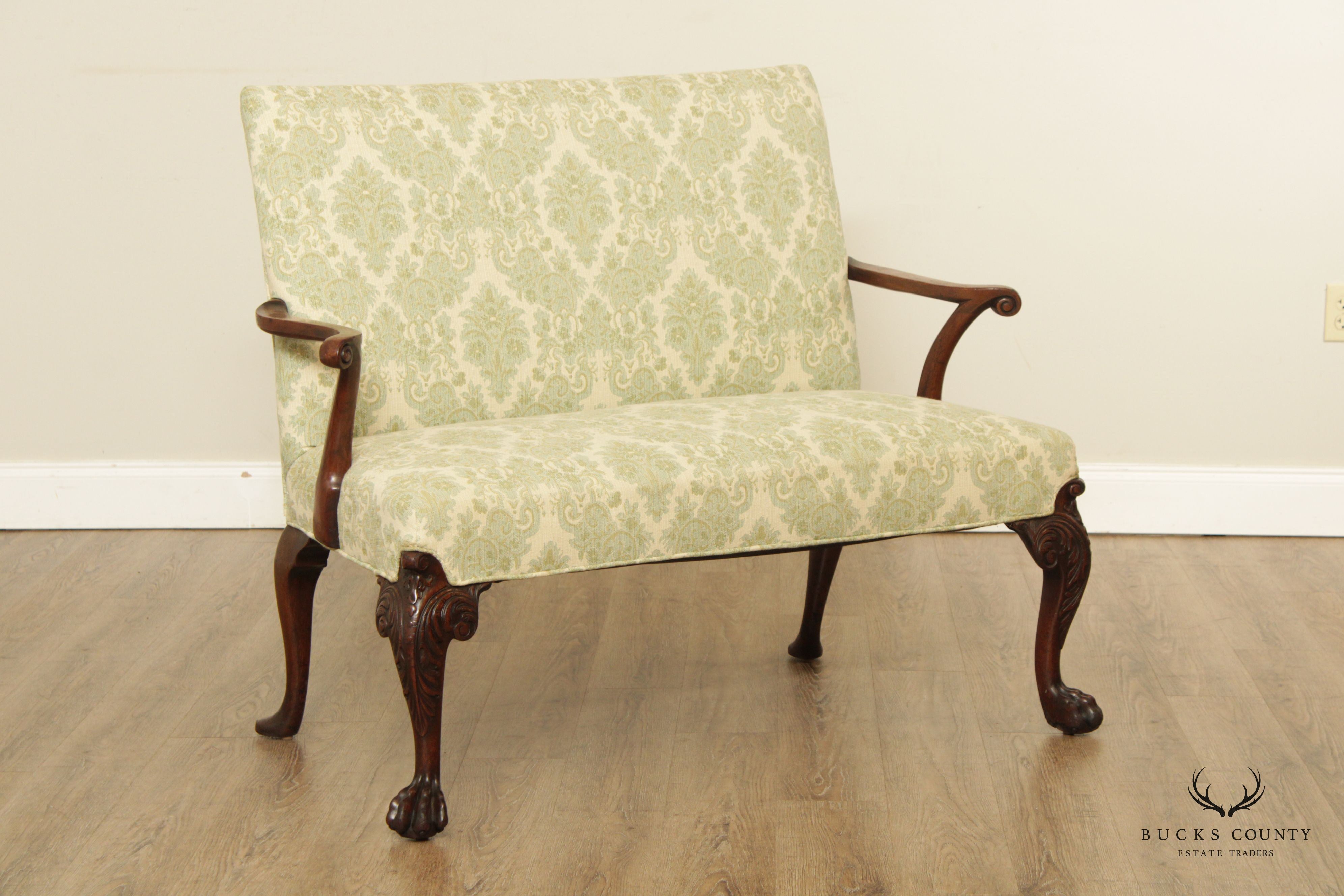 Antique Irish Georgian Style Mahogany Settee