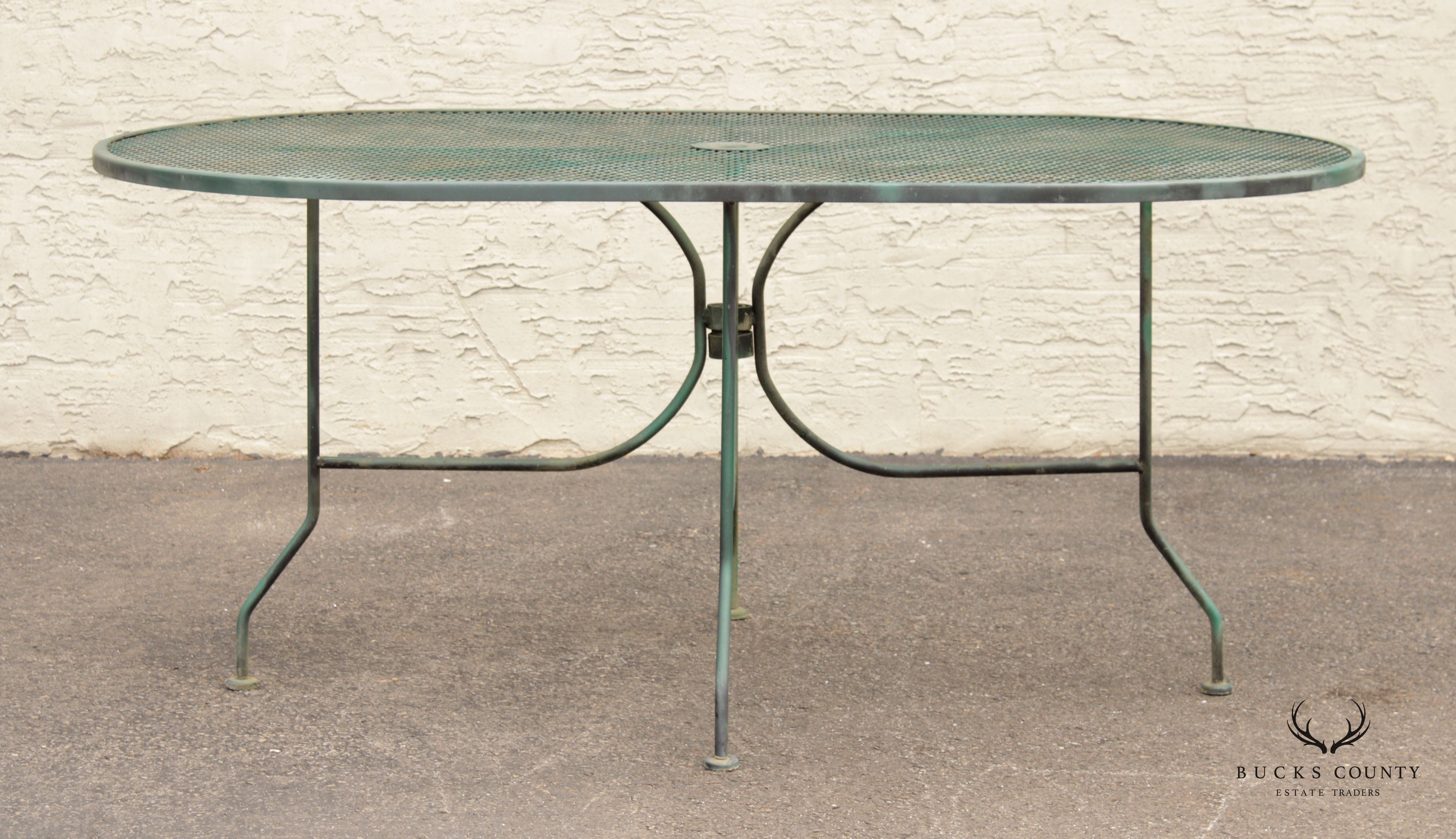 Mid Century Vintage Oval Wrought Iron Patio Garden Dining Table