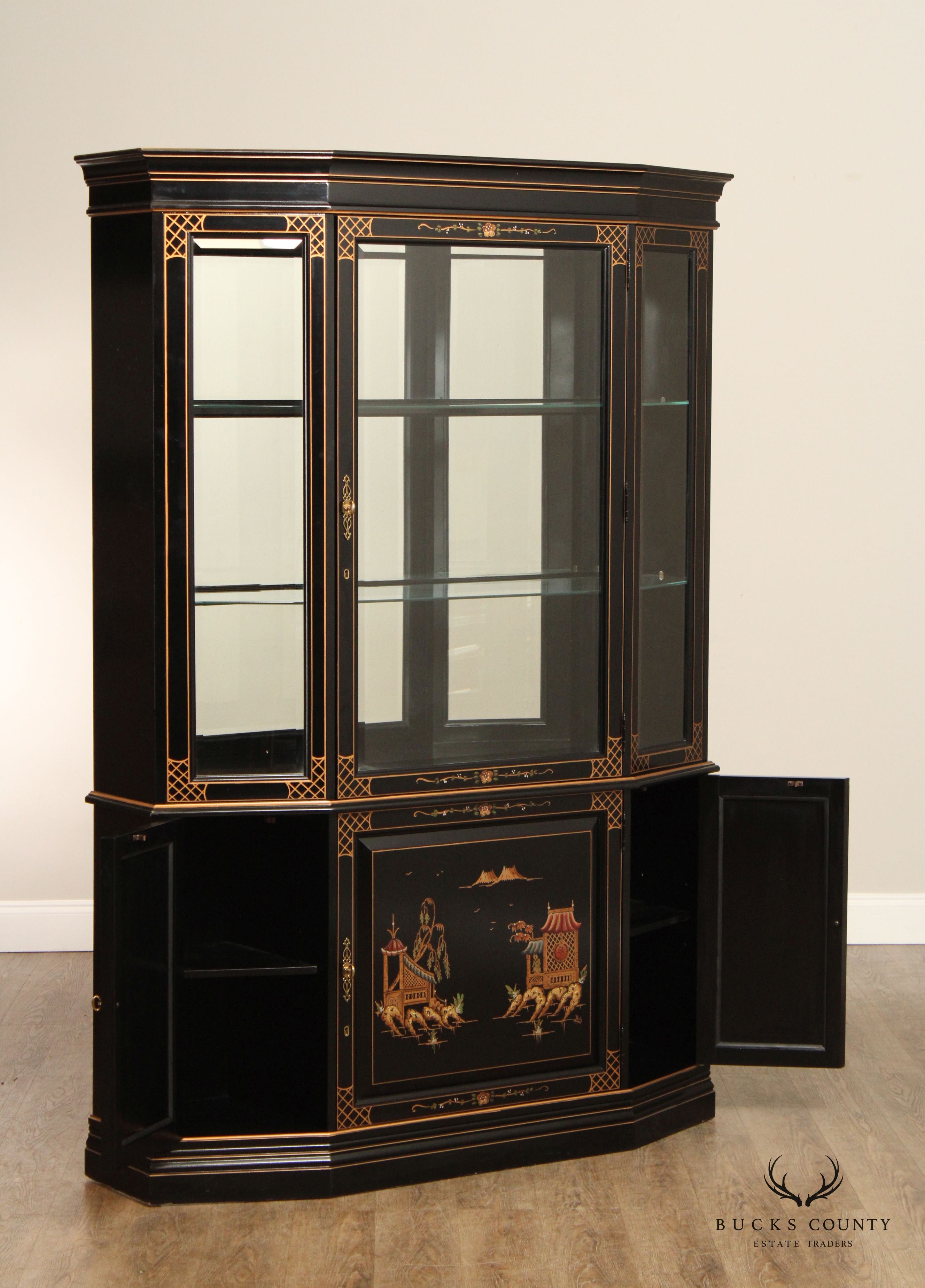 Jasper Cabinet Chinoiserie Decorated China Display Case