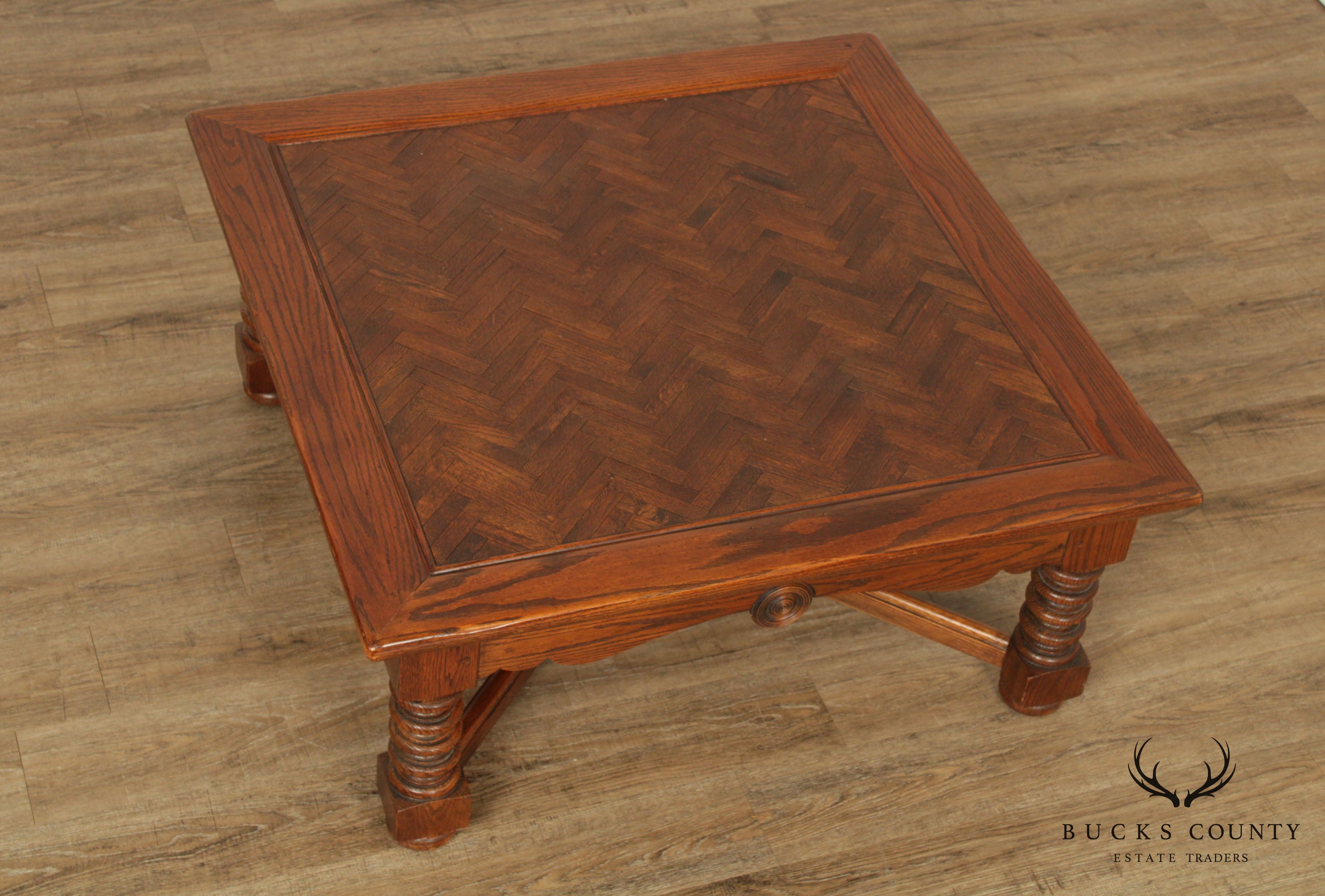 Hekman Vintage Square Oak Parquet Top Coffee Table