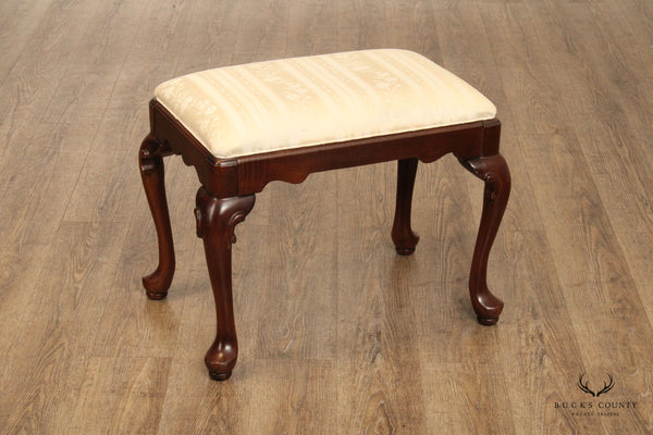 Vintage Queen Anne Upholstered Footstool