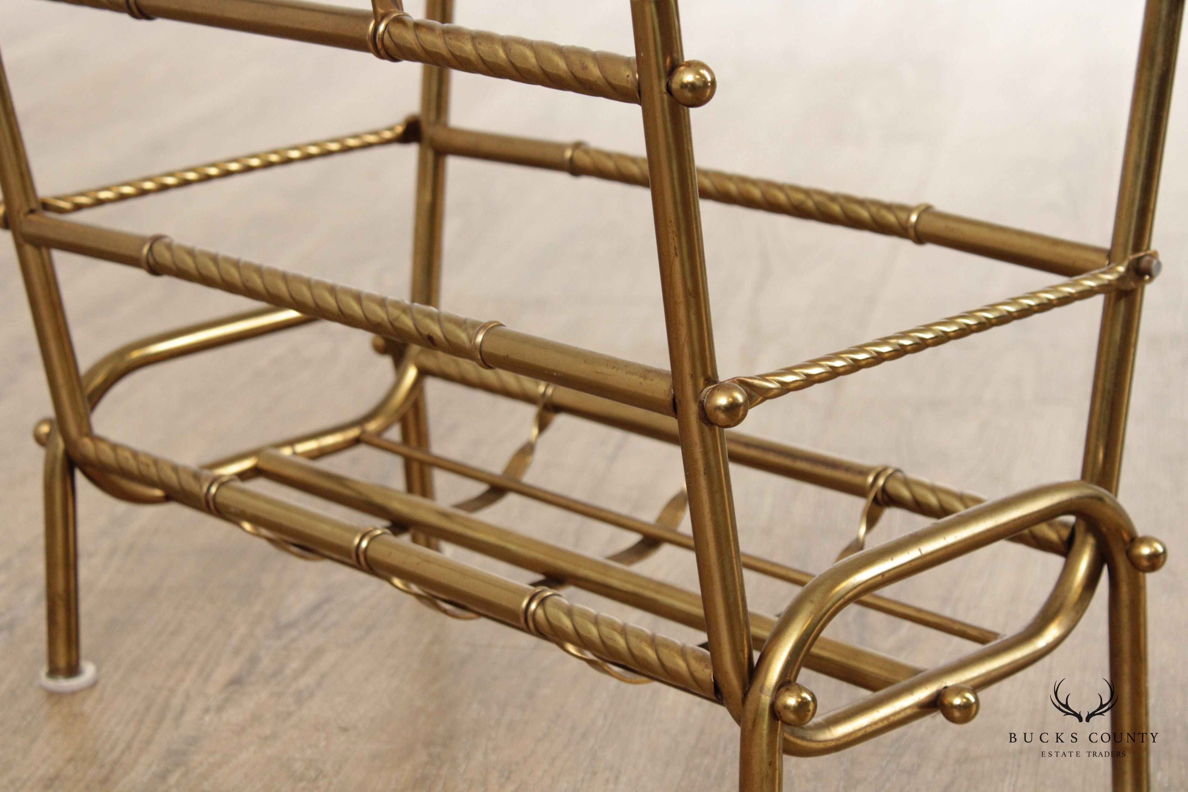 Vintage Hollywood Regency Brass Magazine Rack