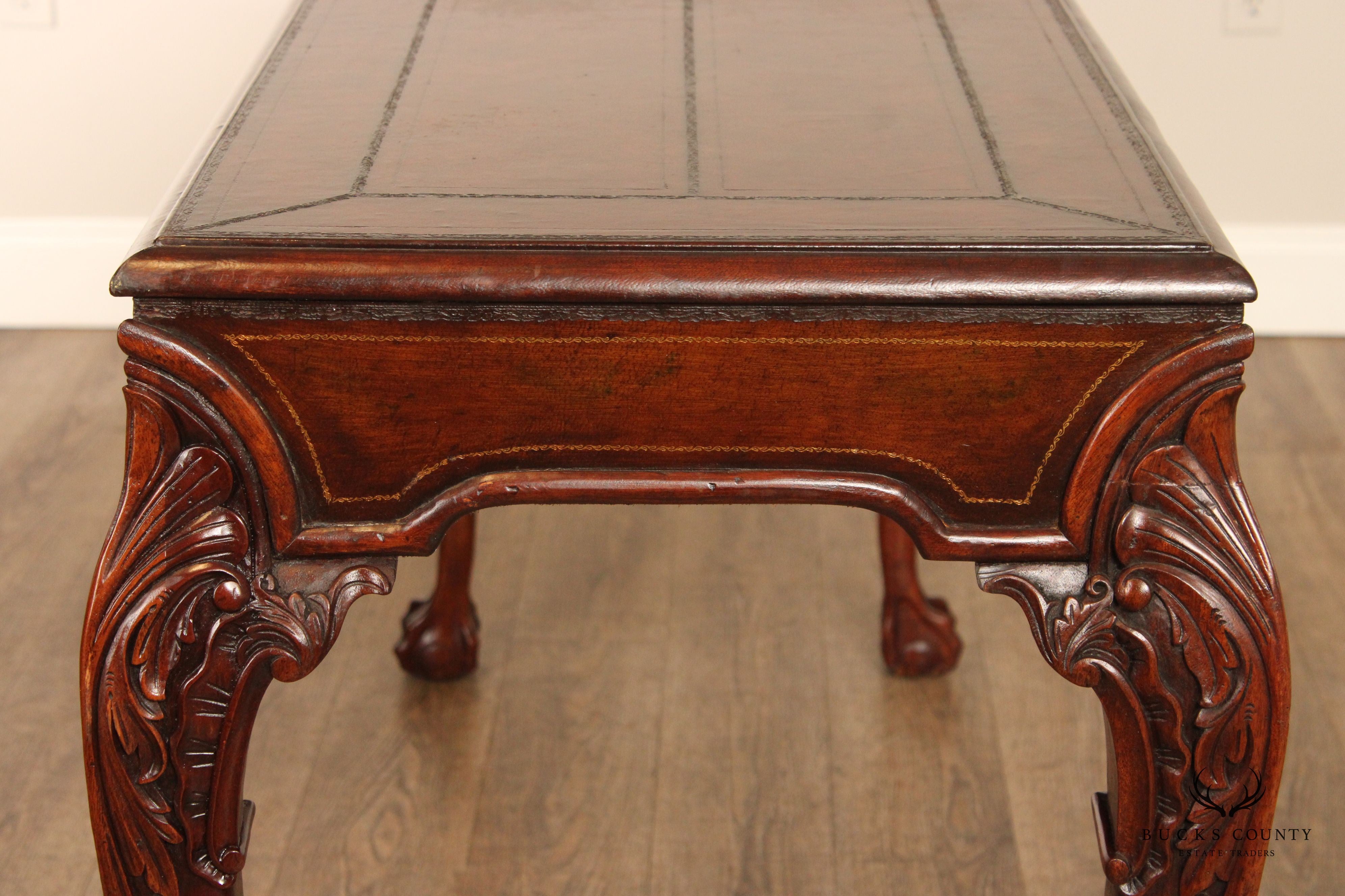 Chippendale Style Carved Mahogany Ball and Claw Foot Console Table