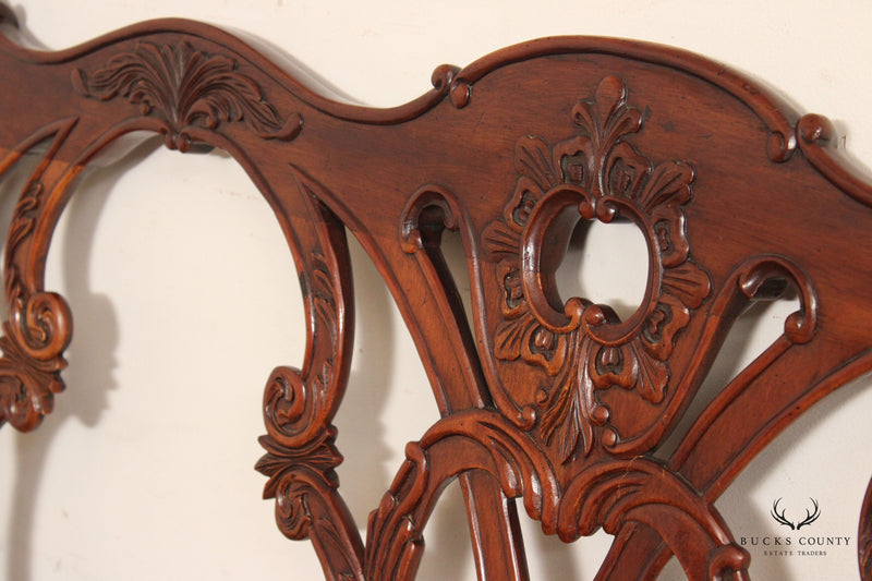 Chippendale Style Mahogany Queen Size Bed Headboard