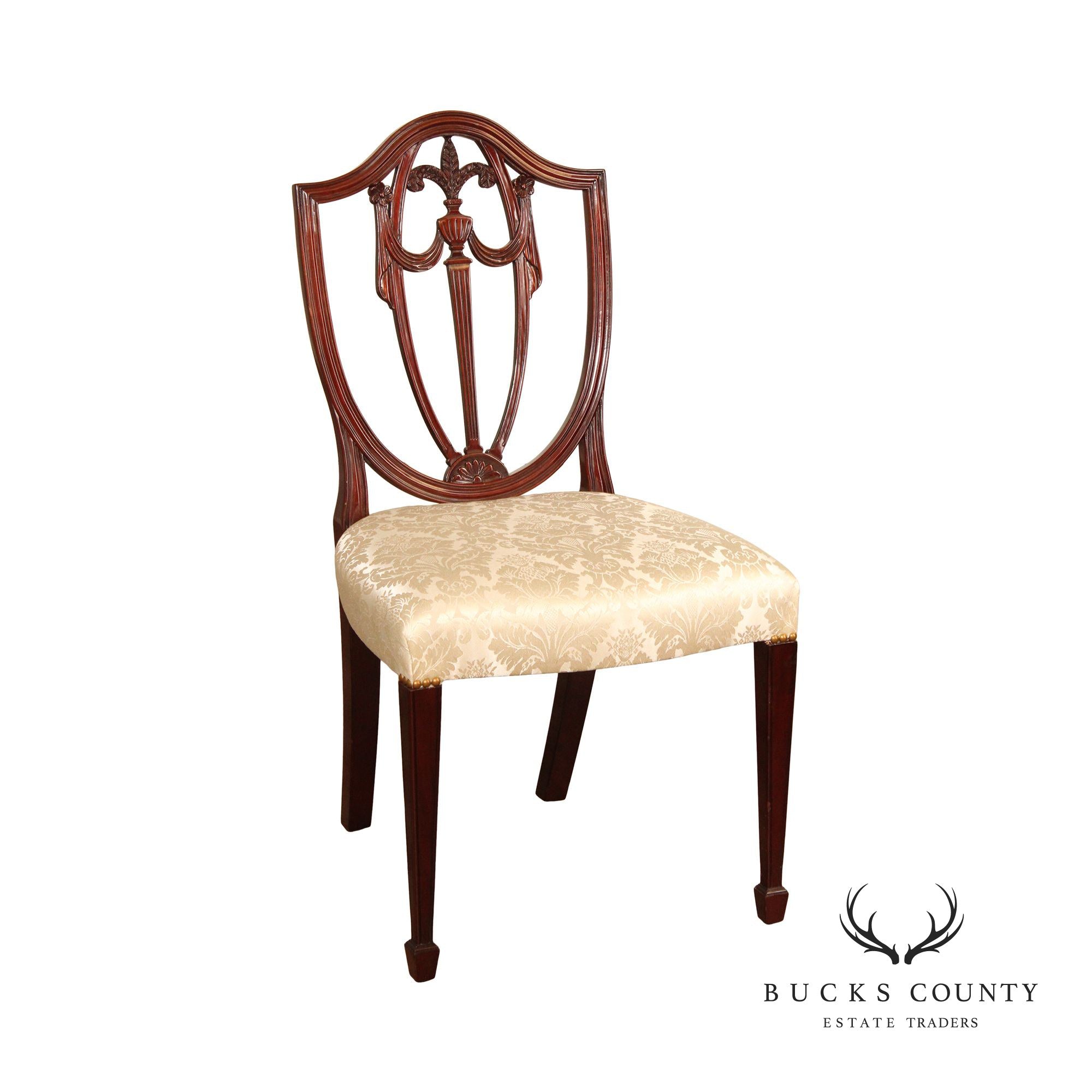 Kindel Hepplewhite Style Mahogany Shield Back Dining Side Chair